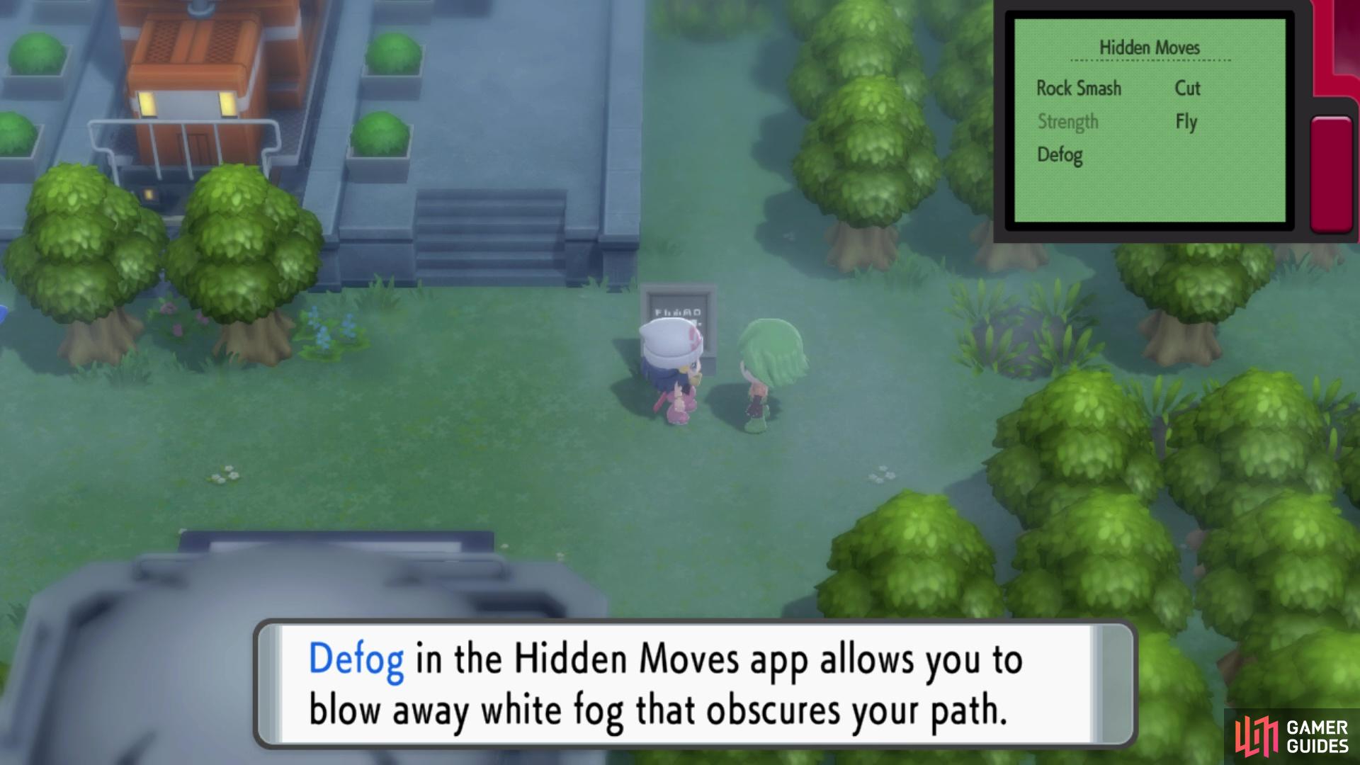 Defog is a hidden move that allows you to blow away fog that obscures your path.