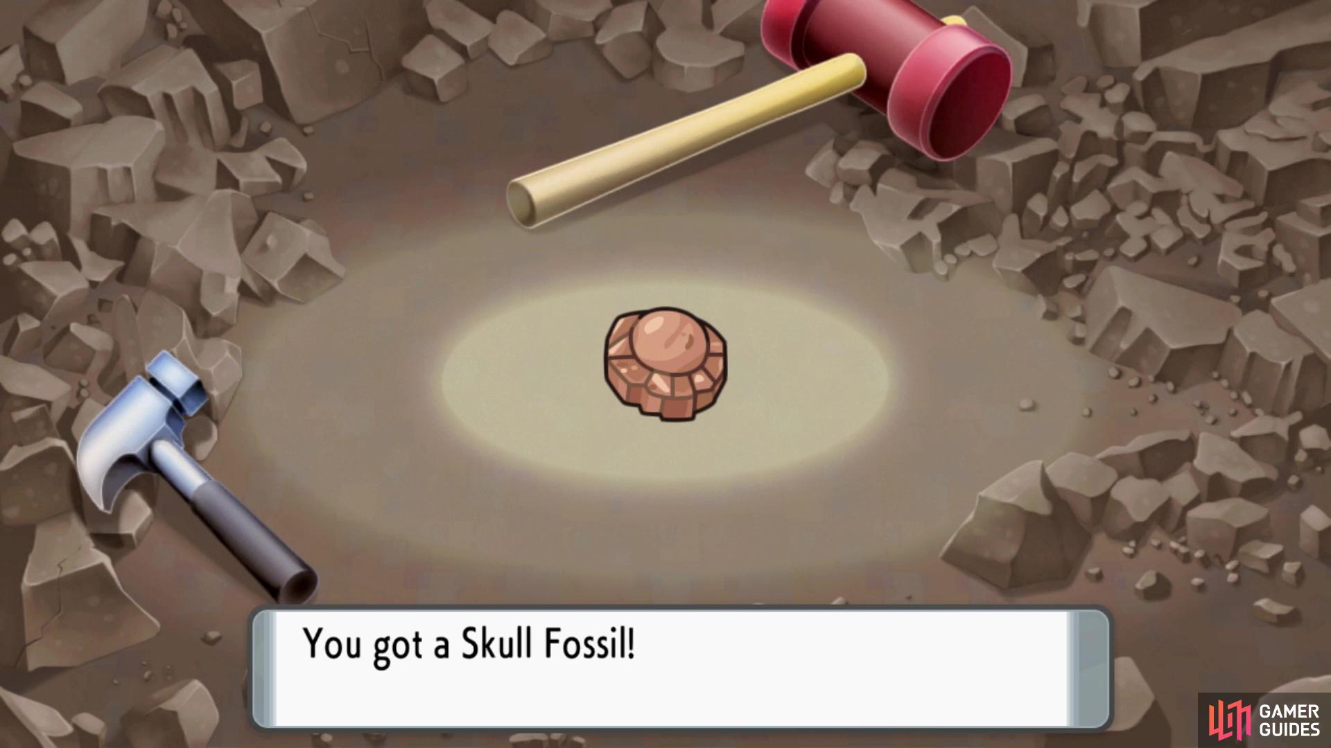 Fossils can be found by digging for treasure in the Grand Underground.