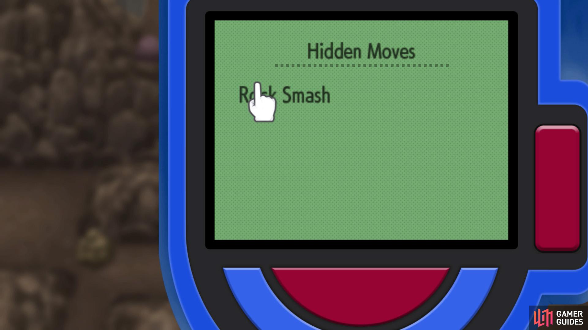 You can also manually select "Rock Smash" from the Hidden Moves app.