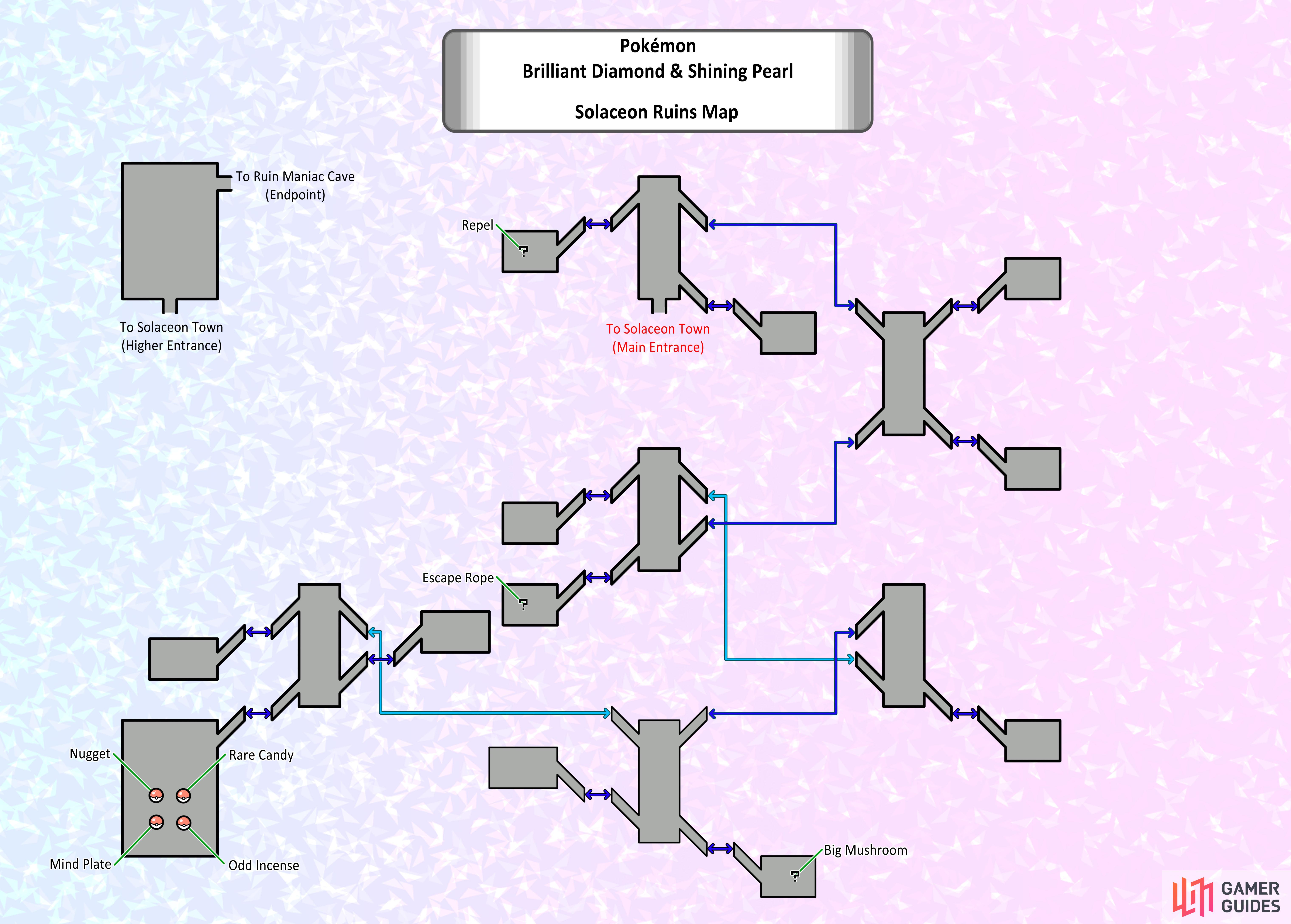 Pokemon Diamond Version Solaceon Ruins Map Map for DS by Intoxicatious -  GameFAQs