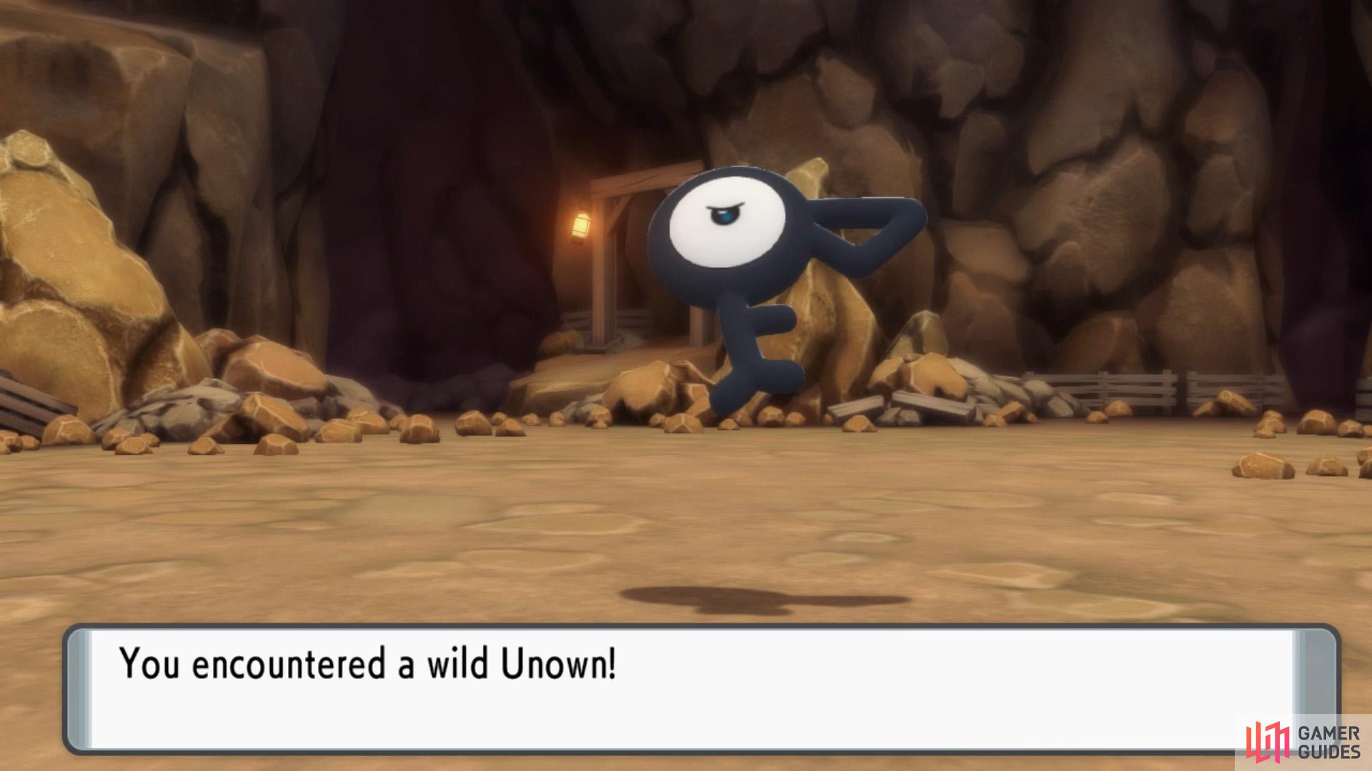 Unown F is wandering the second large room.