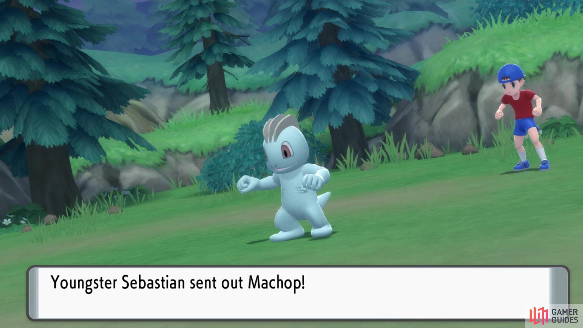 Youngster Sebastian sends out a Machop!
