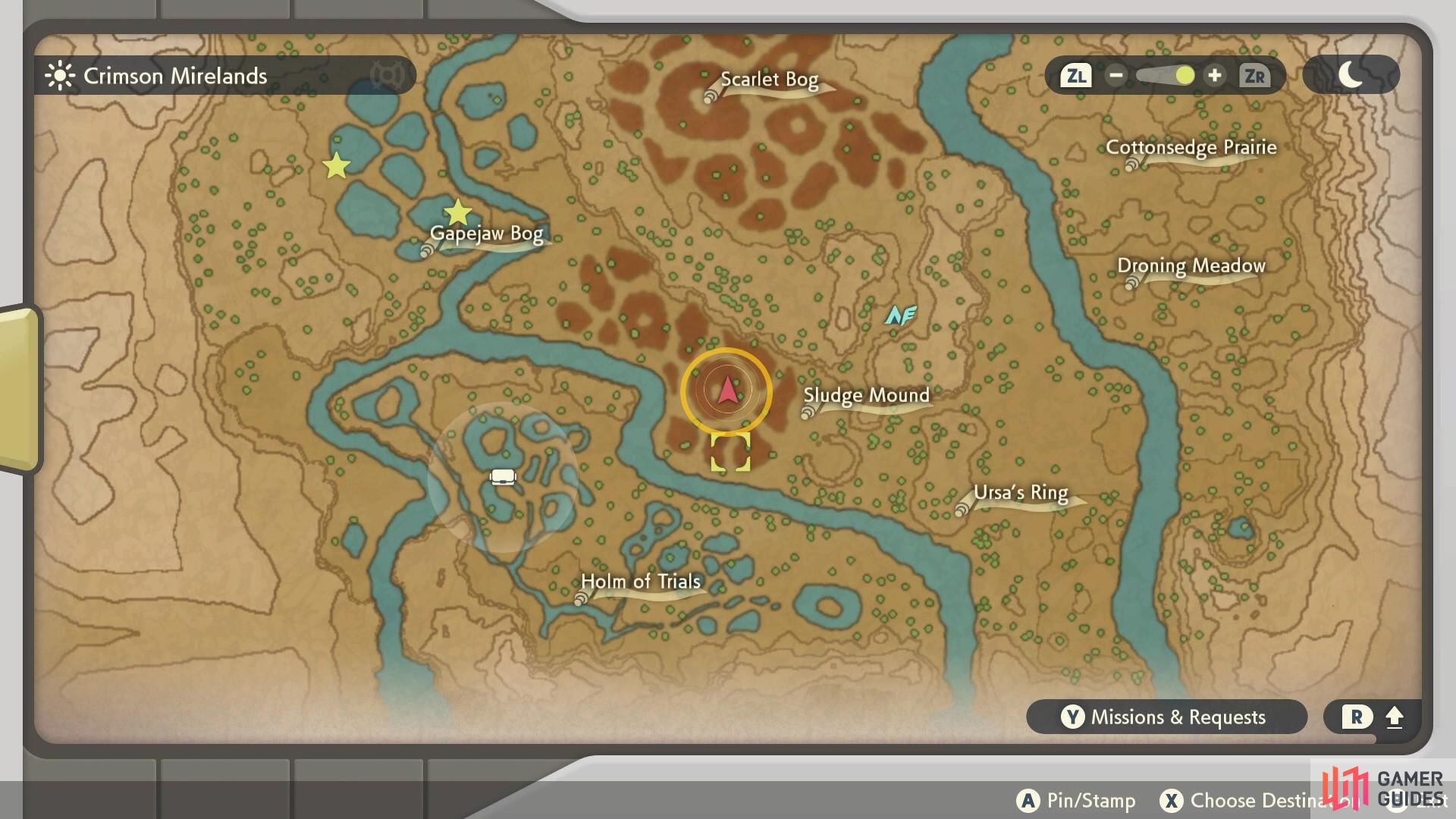 The charm is found in the bog southwest of Bogbound Camp.