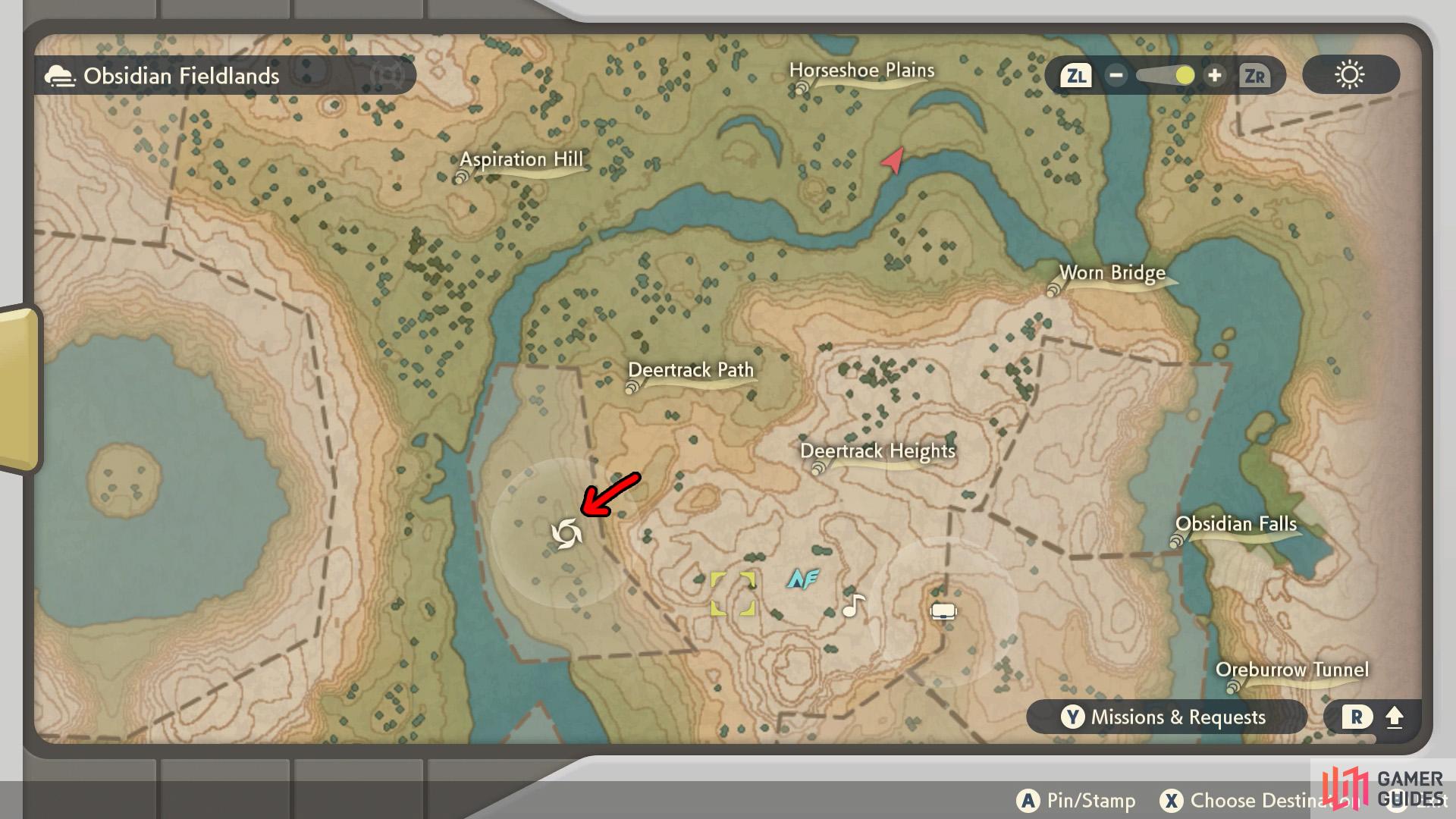 Check your map and look for a spirally icon.