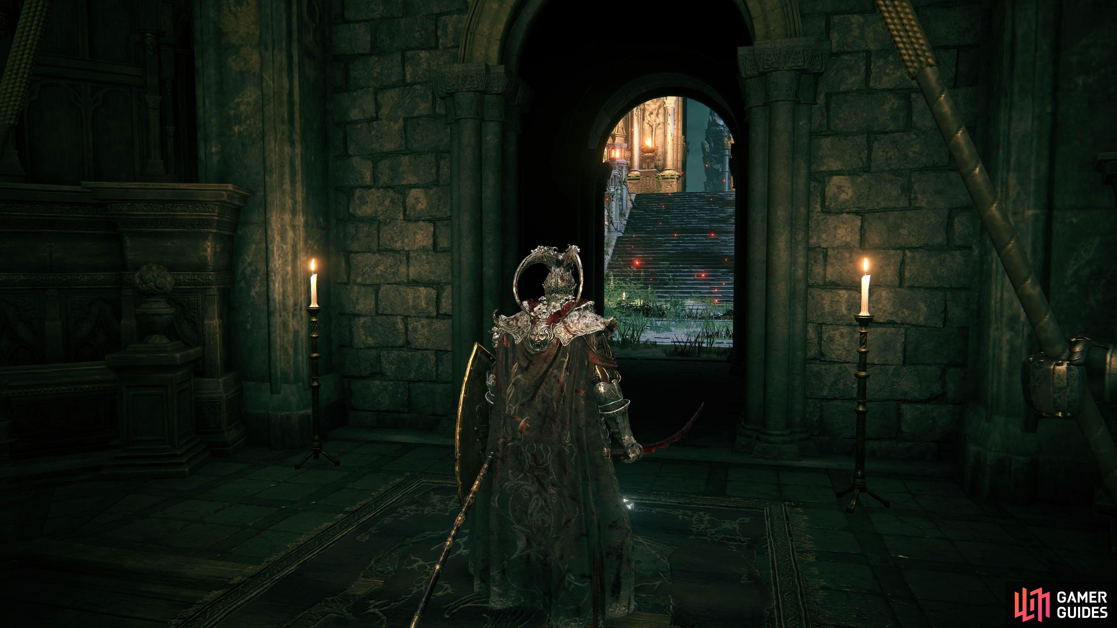 As you get through the door, you'll see the Divine Tower Bridge site of grace to the left.