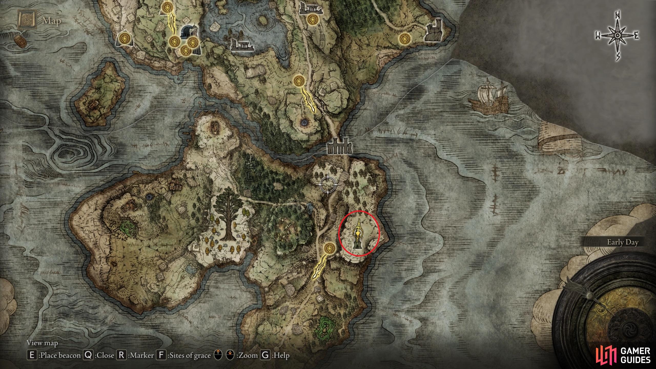 The location of Oridys's Rise in the Weeping Peninsula.