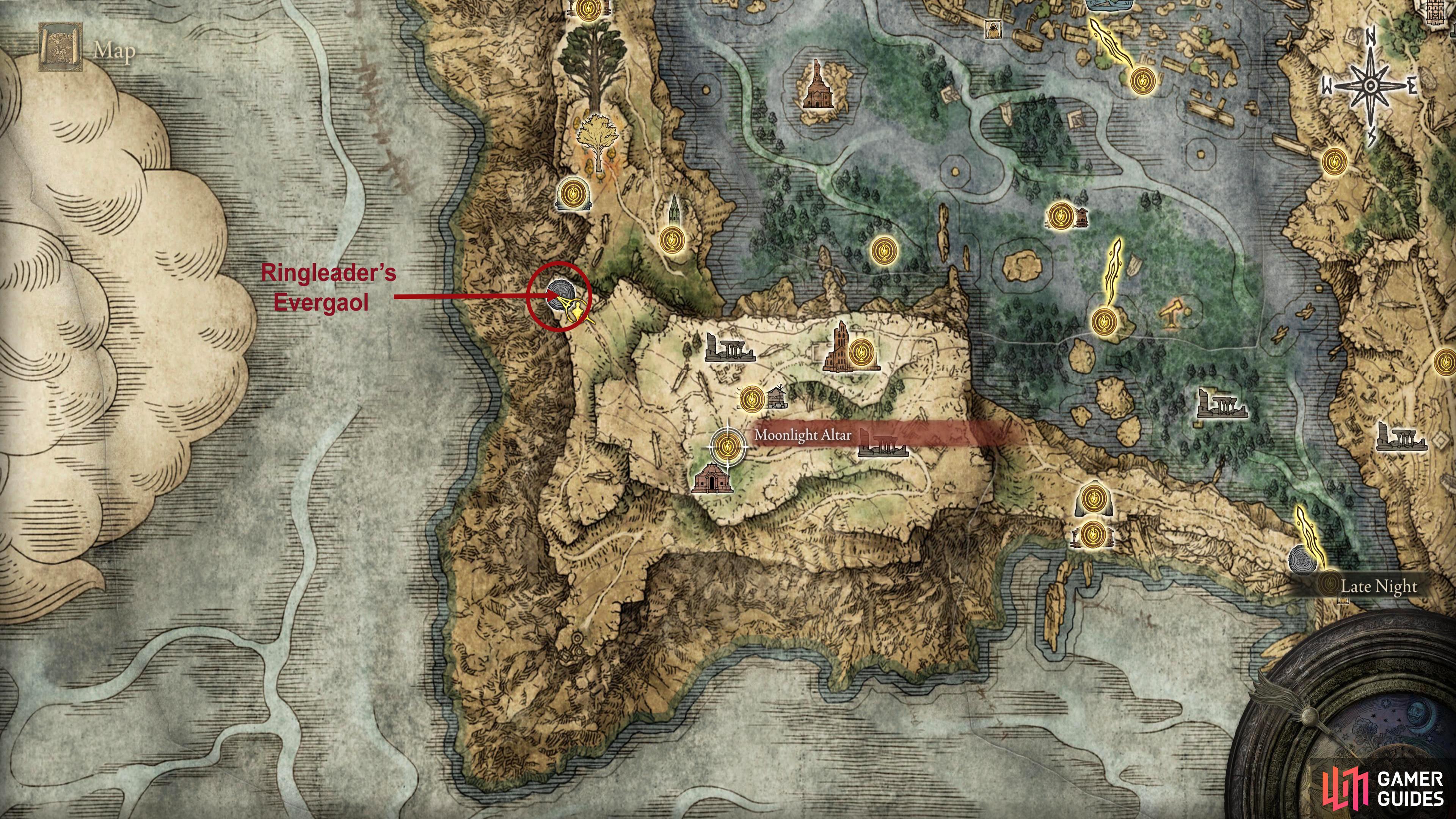 Ringleader's Evergaol Map Location.