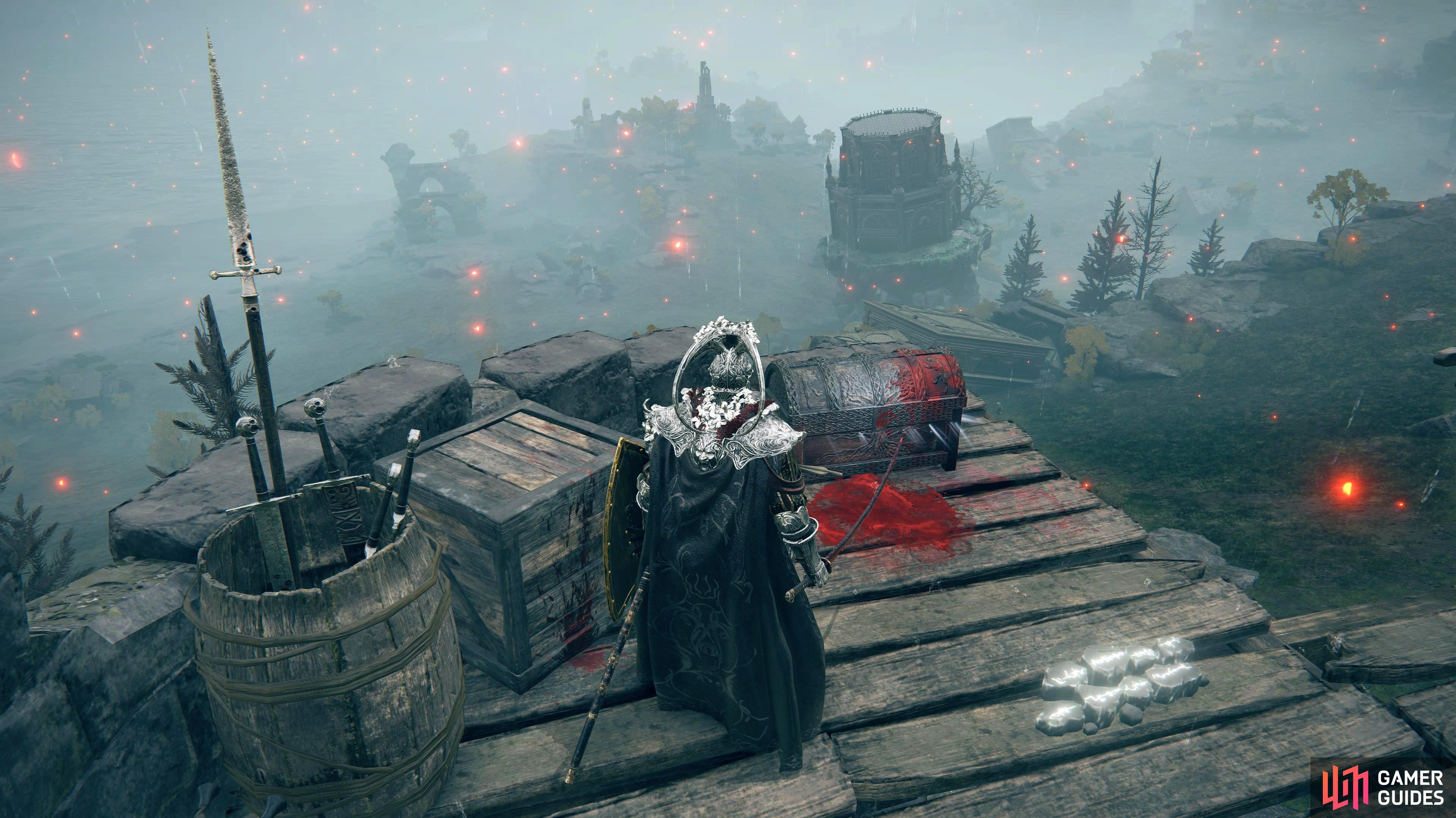At the top of the tower is a chest that will teleport you to the Divine Bridge.