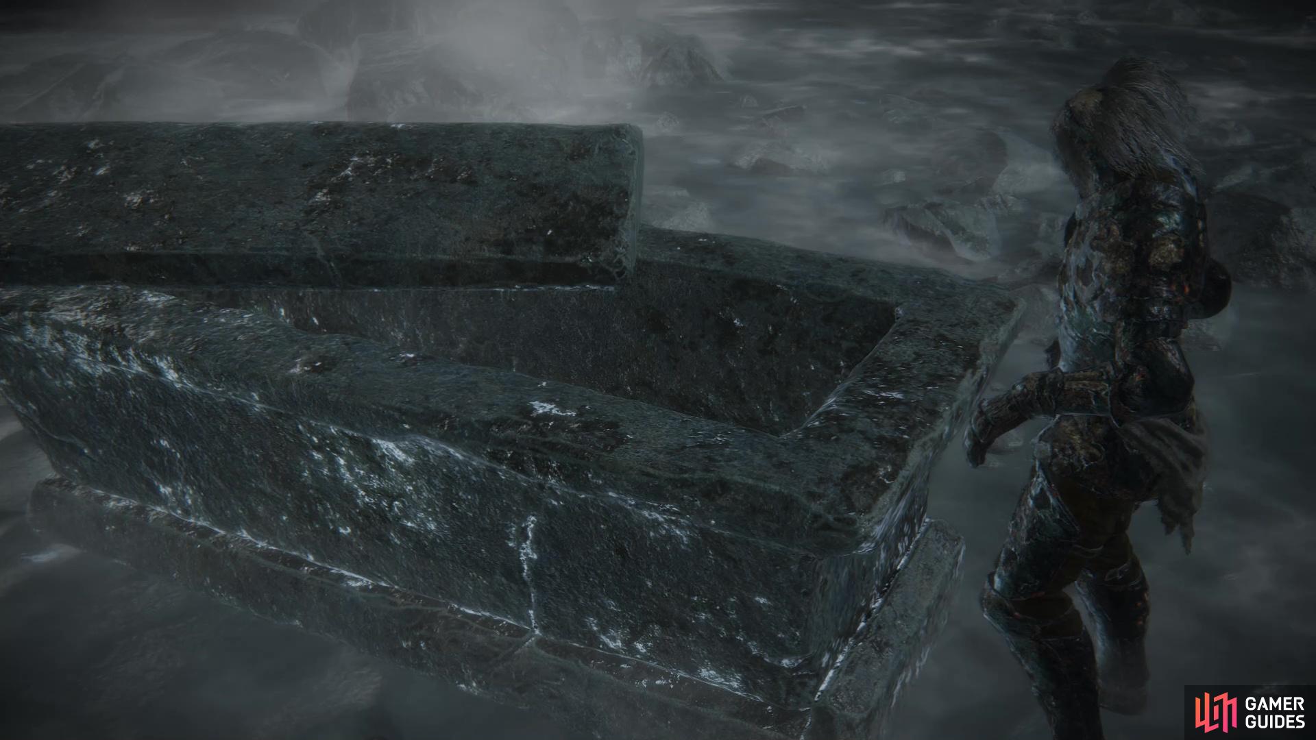 Enter into the stone coffin to teleport to Deeproot Depths.