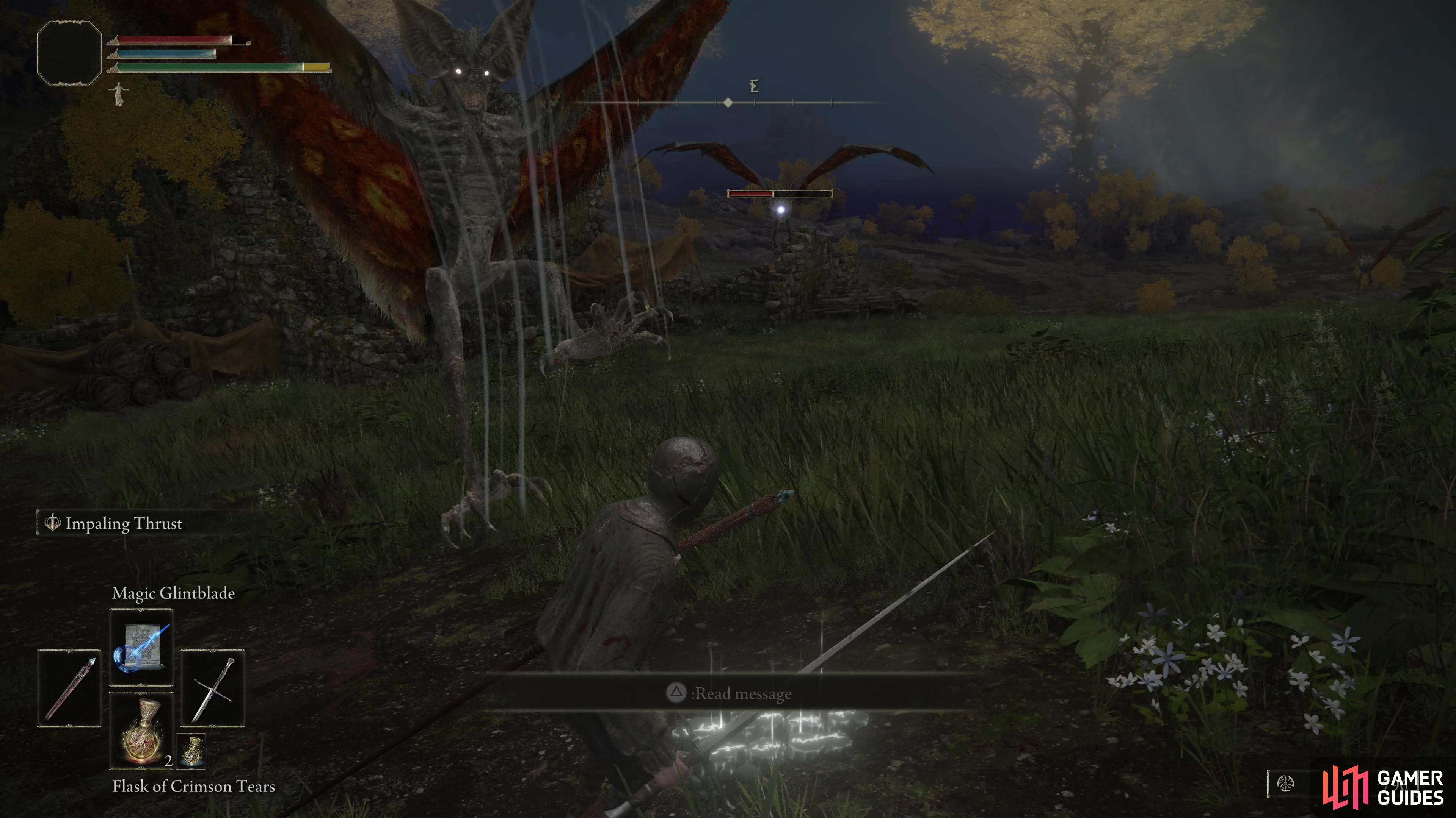 At night you can also find Giant Bats just outside the ruins.