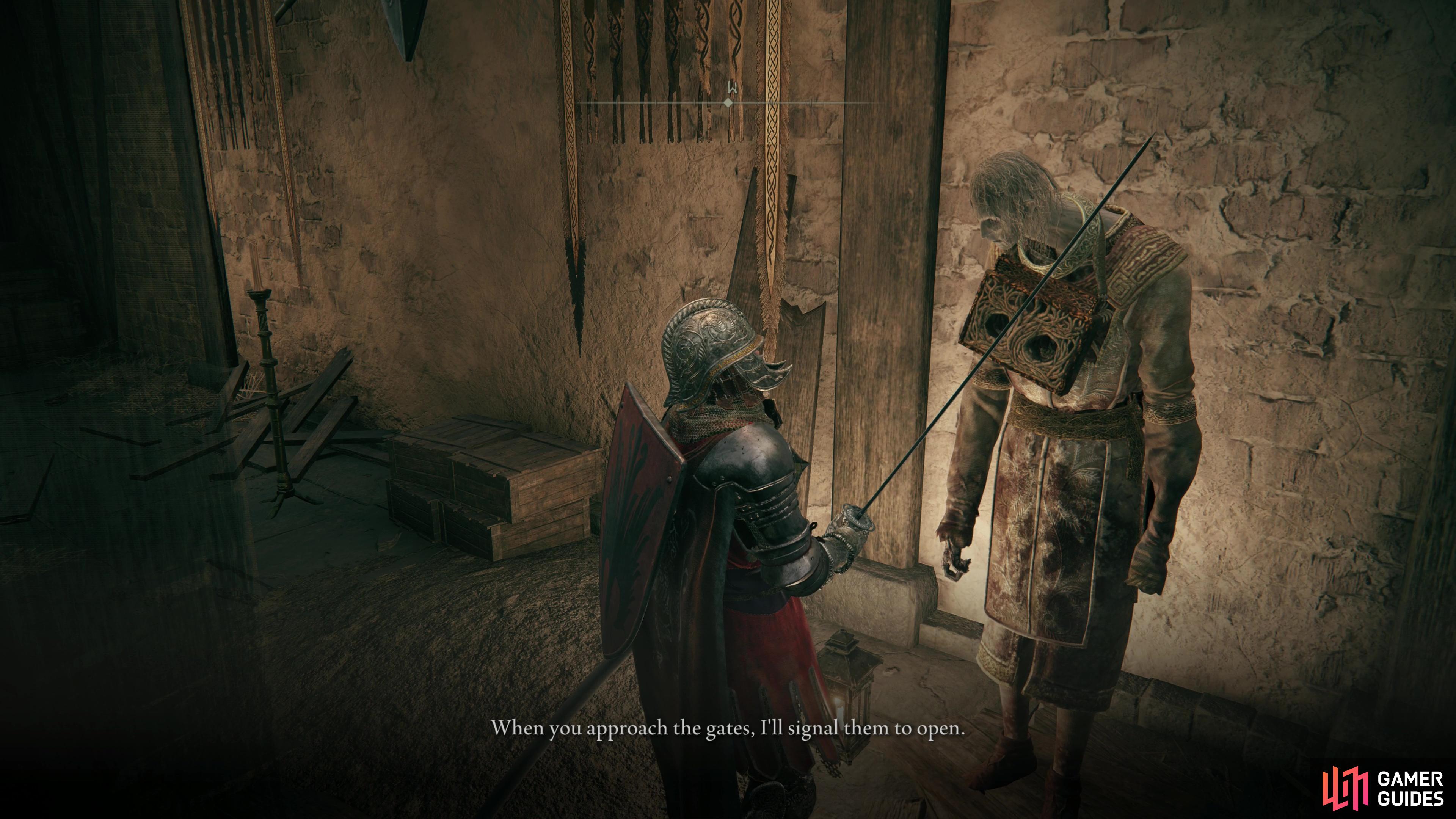 Gatekeeper Gostoc will open the main gate for you if you insist,