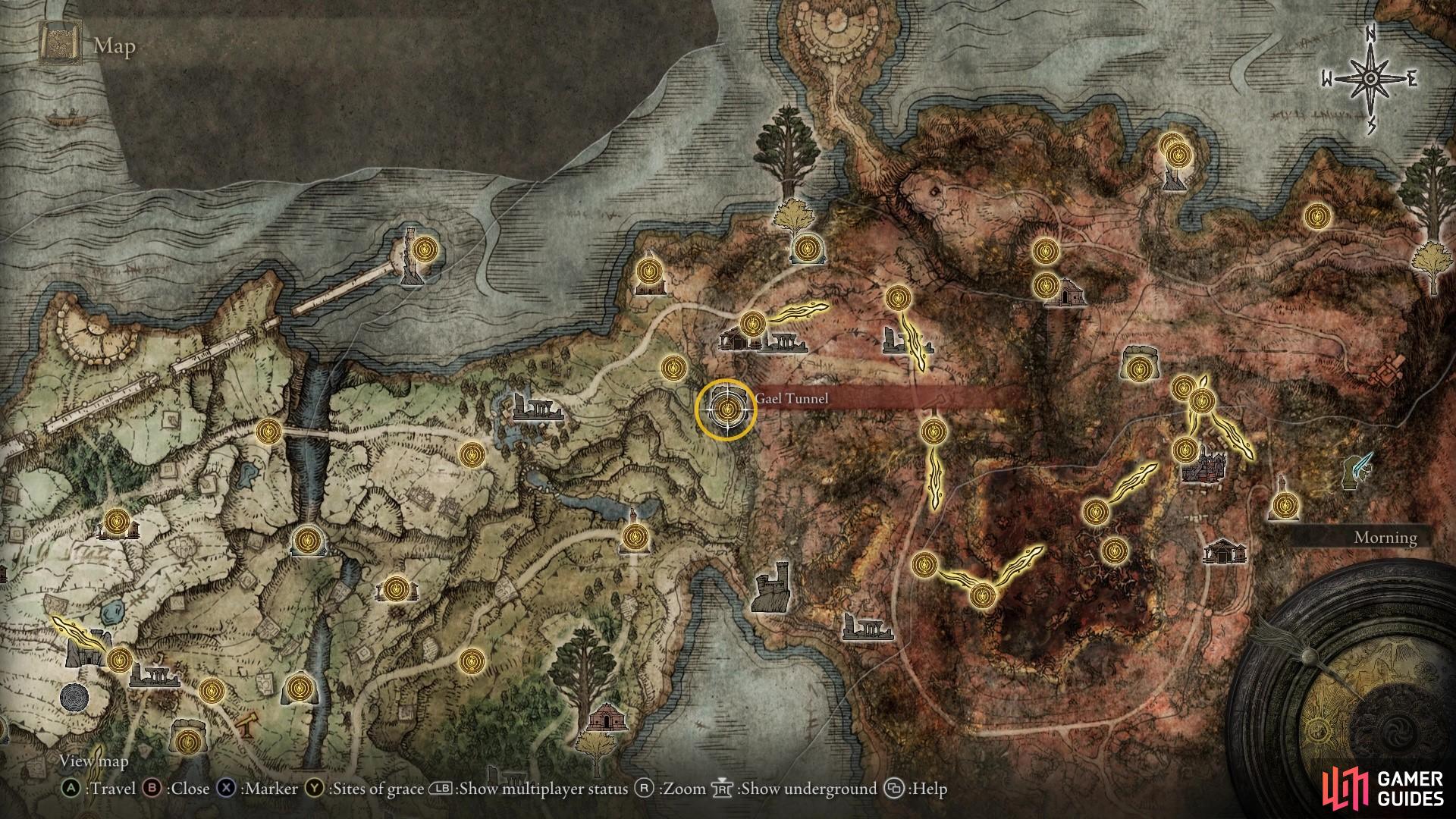 Find the main entrance into Gael Tunnel by approaching from the west border of Caelid Wilds.