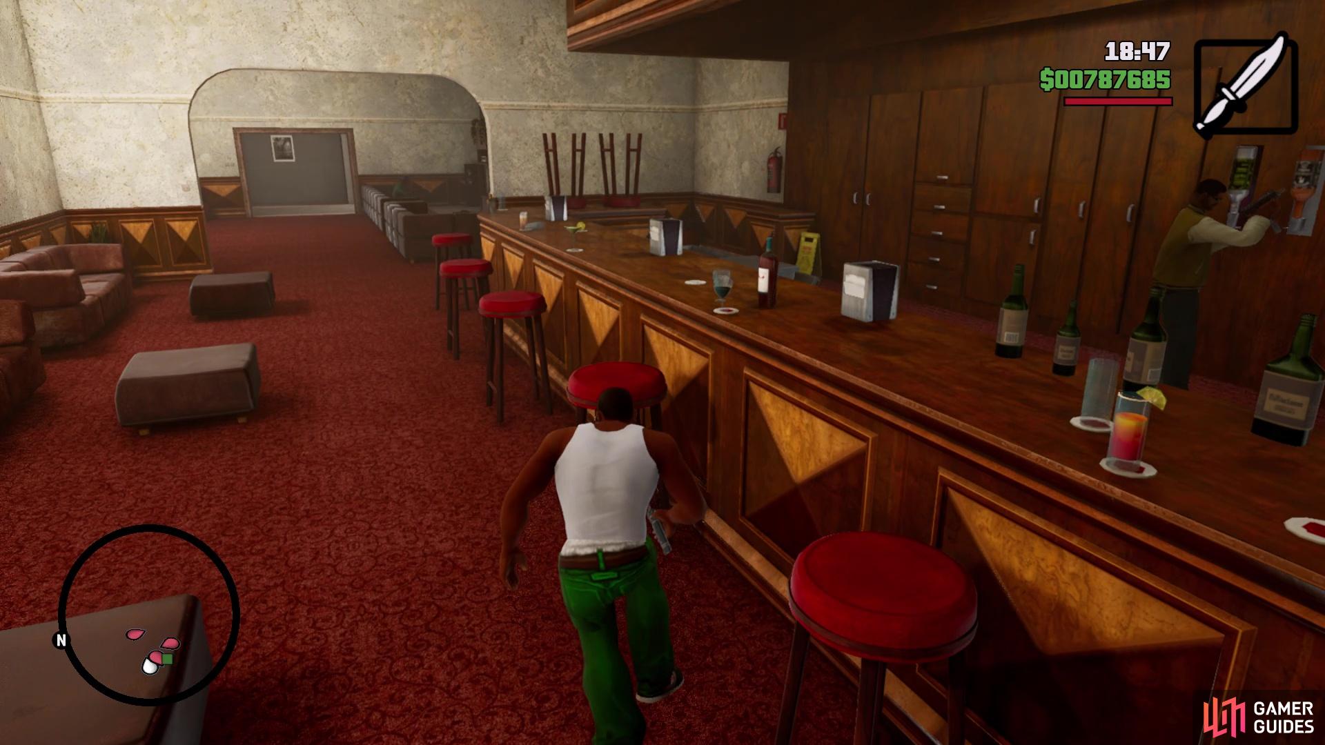 It's better to just sneak past the enemies in the bar area
