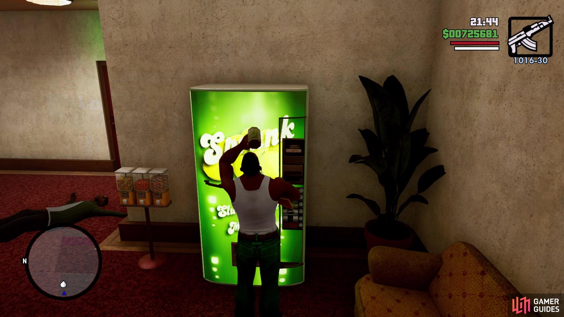 You can recover health with the soda machine in the lobby