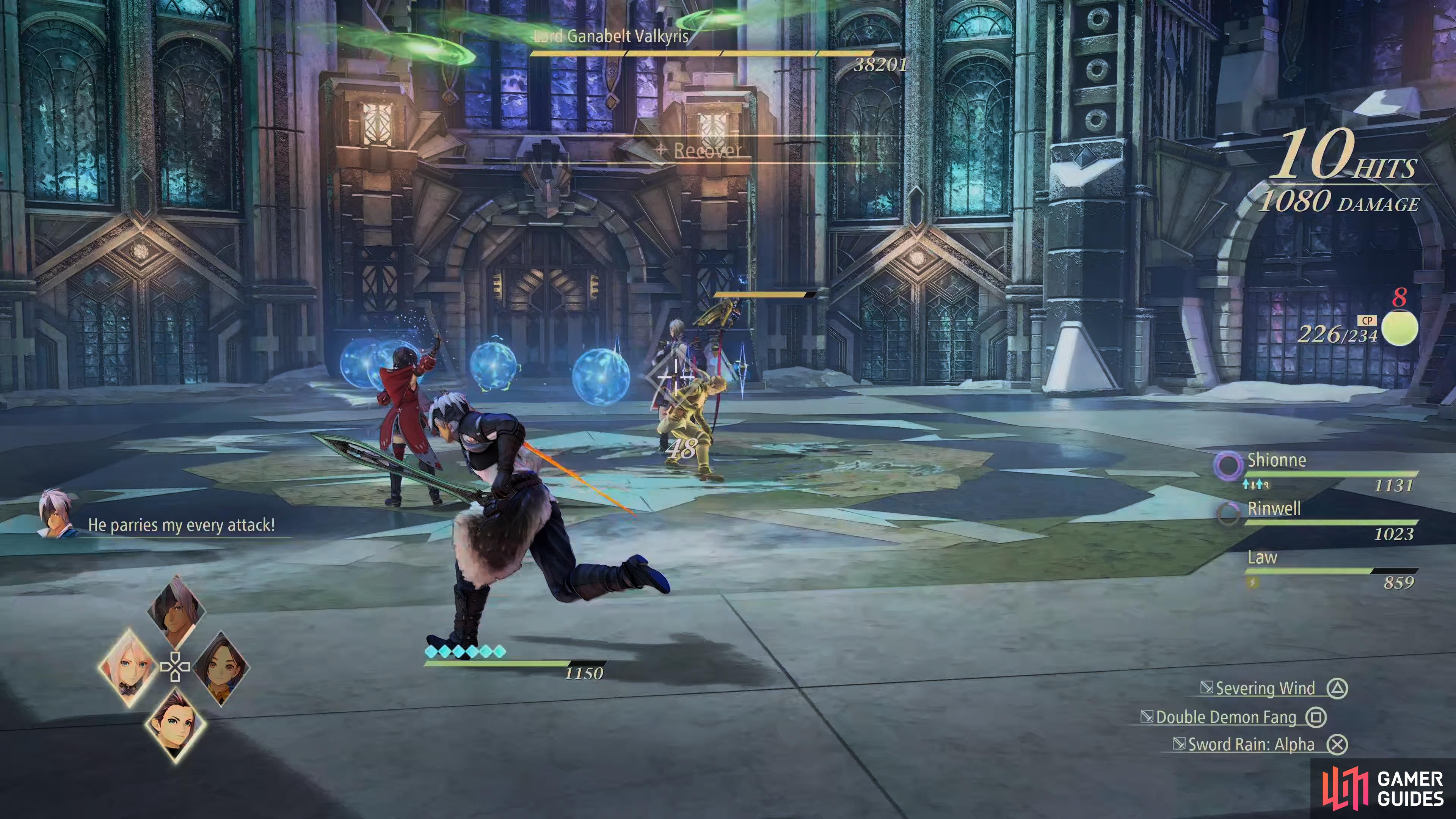 he can cast the Mine Barrage arte that will have three Lightning Orbs protect him