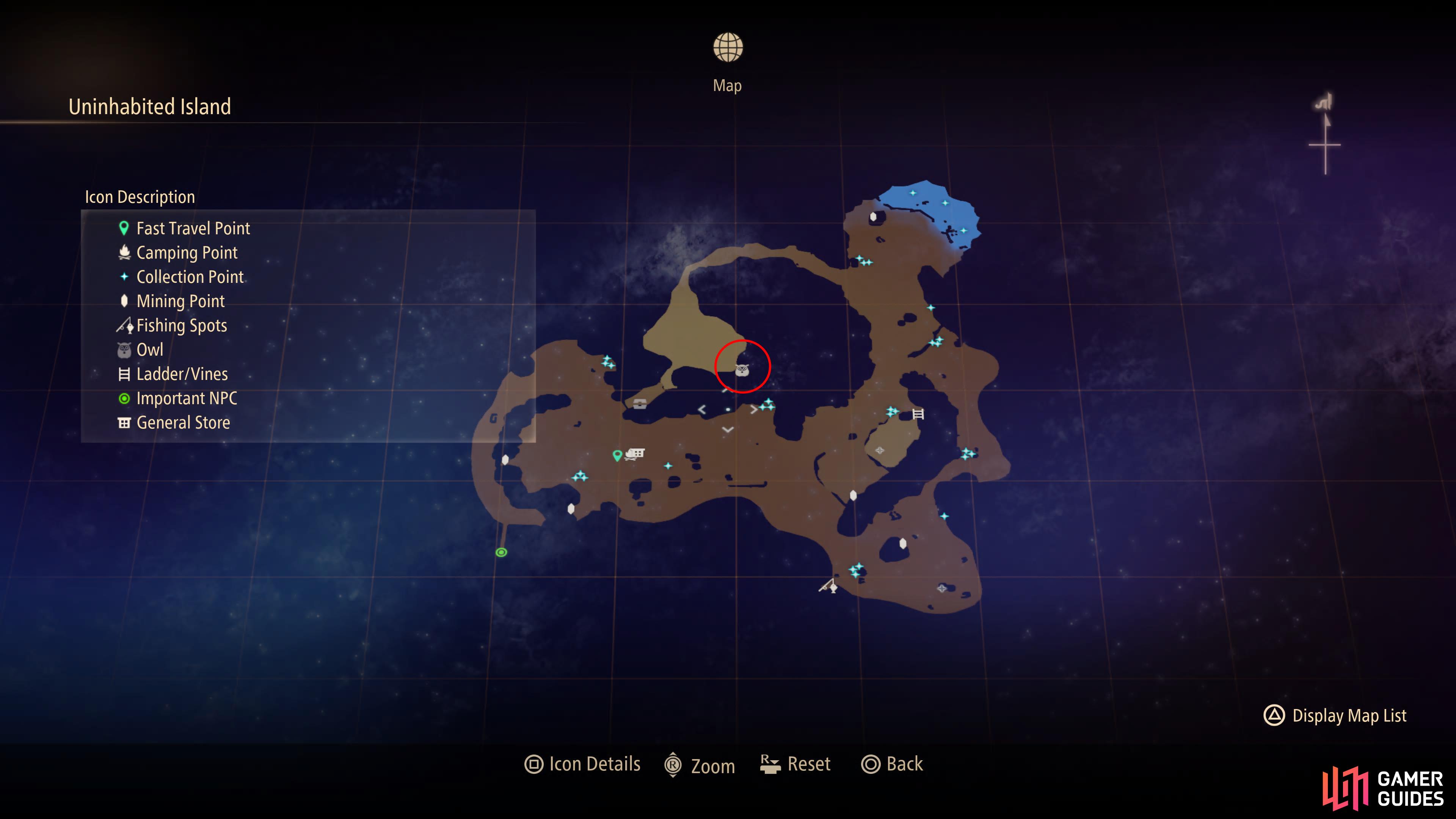 The final Owl is located on the Uninhabited Island