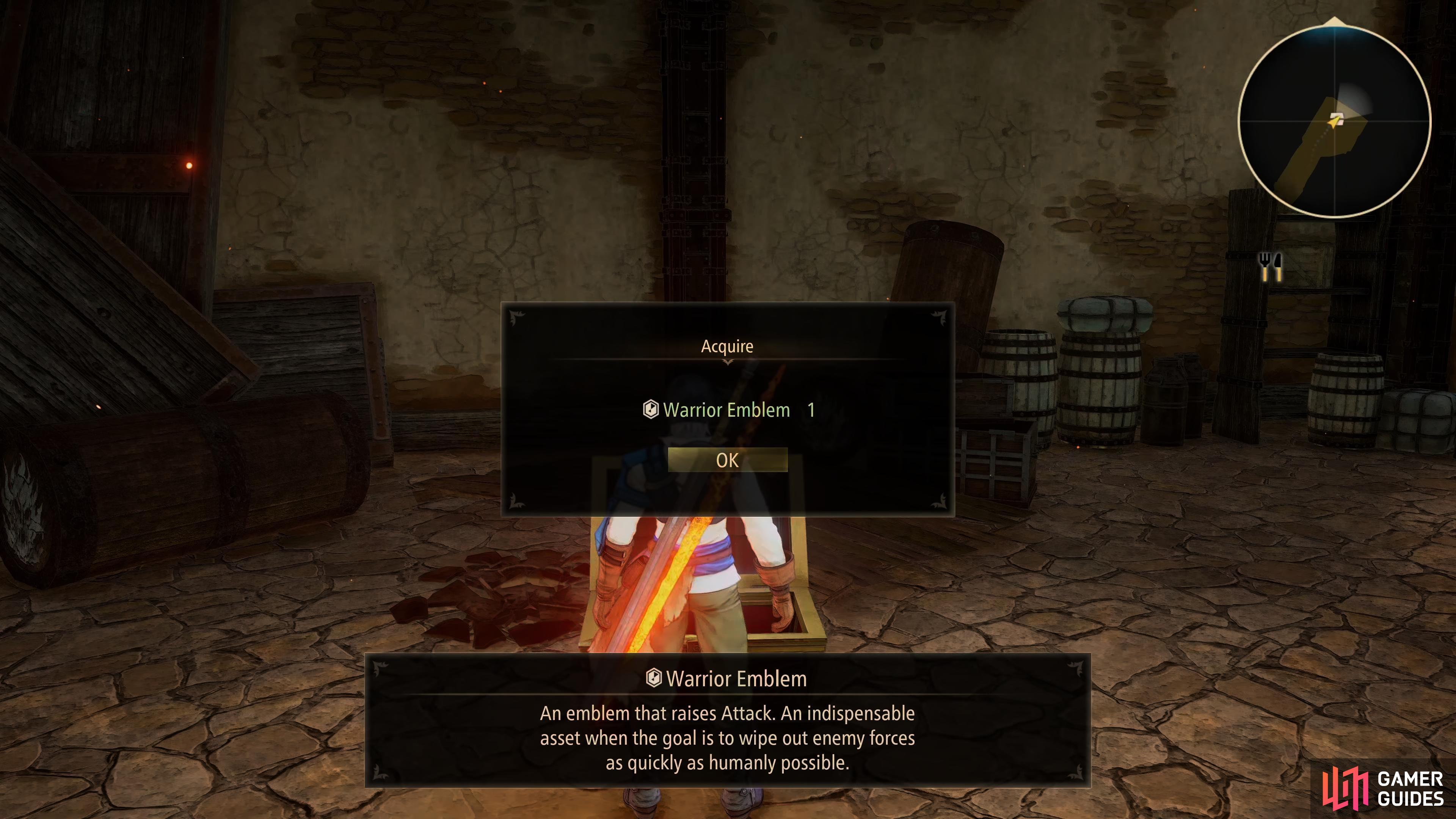 and a useful Warrior Emblem in the northern room.