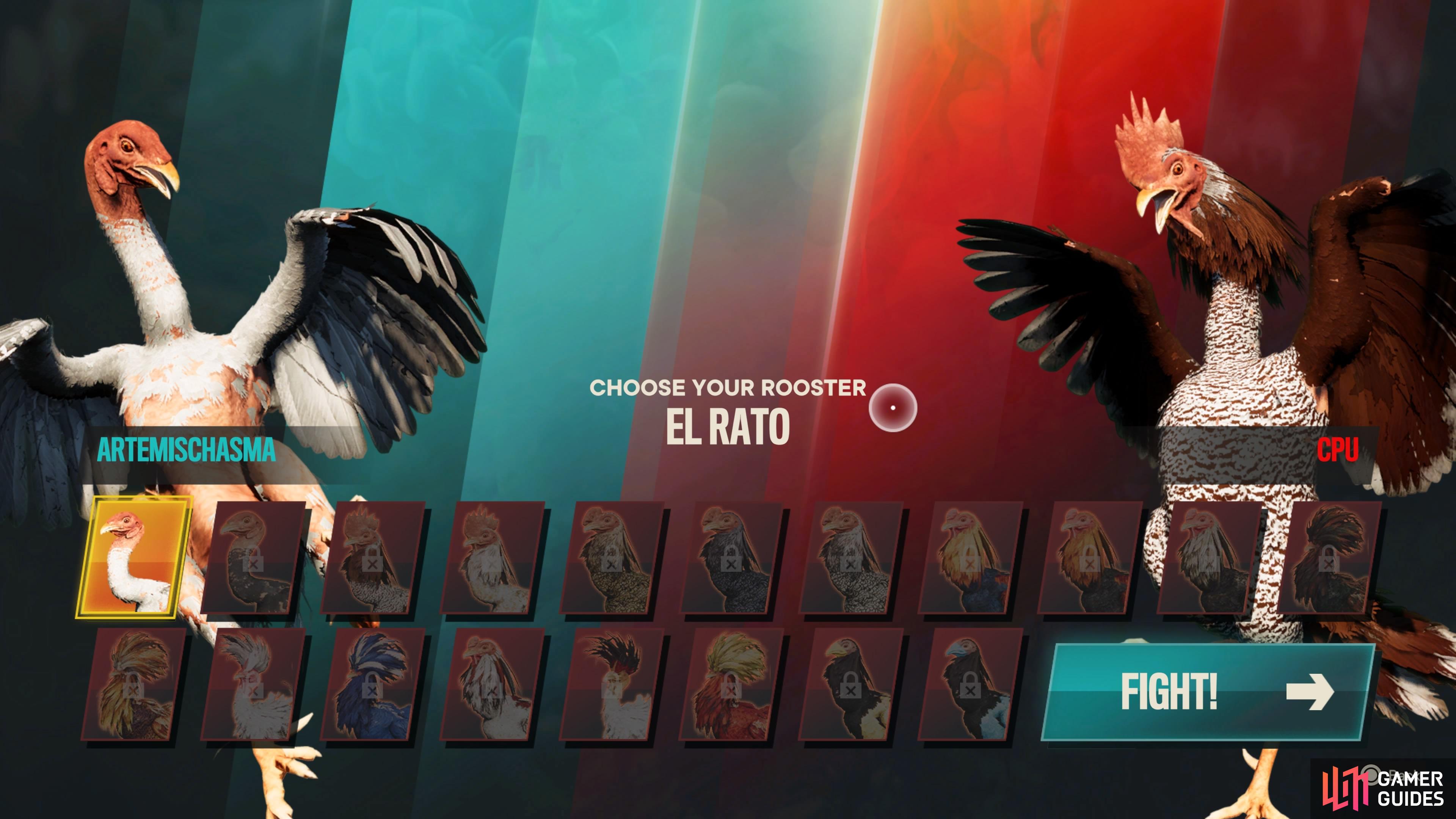 Select a Rooster to take into battle. 