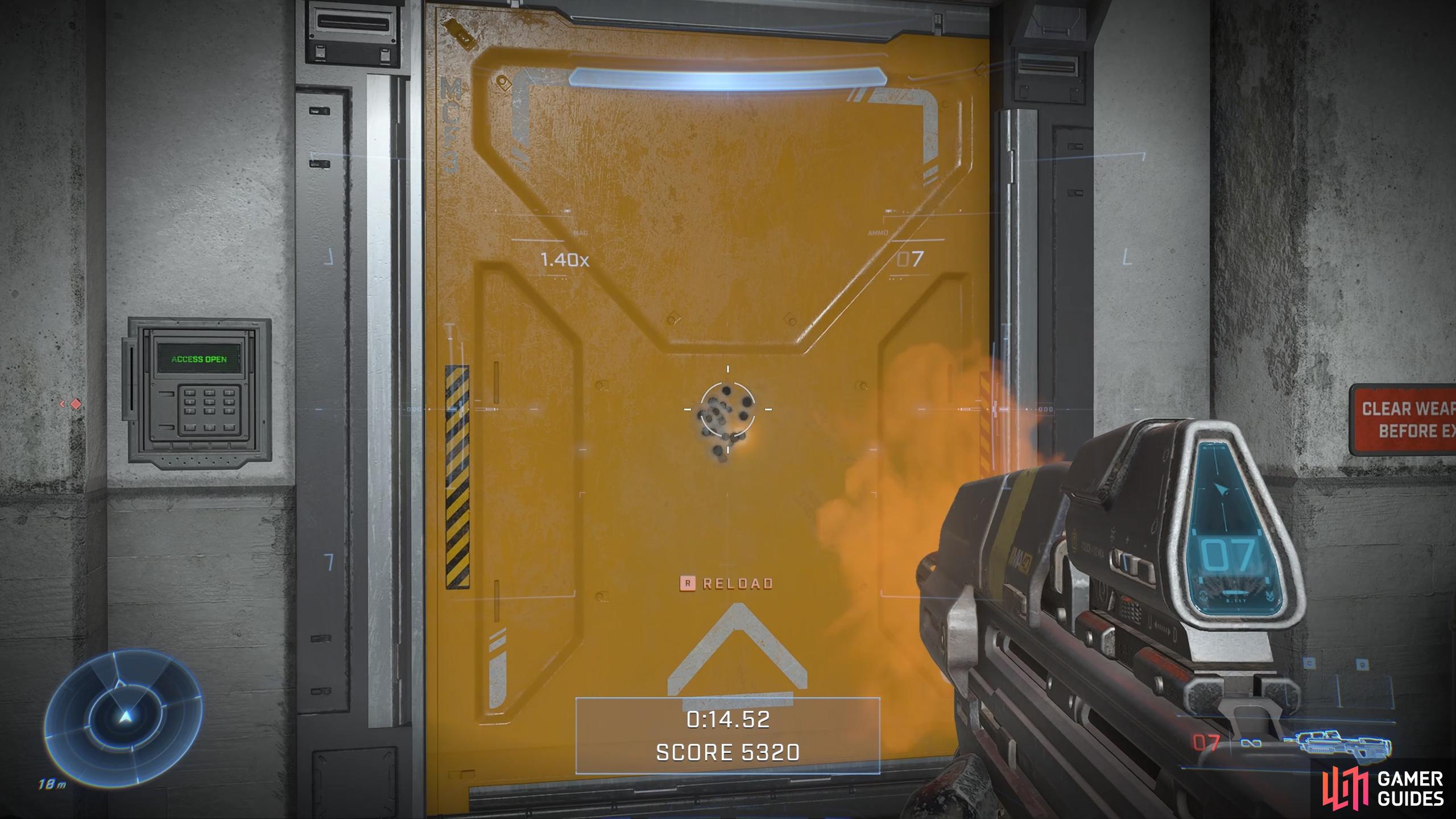 If you continue to fire throughout the magazine round without stopping, the inner reticle will move more towards the outer one, until it's out of the circle. This indicates maximum bloom effect.
