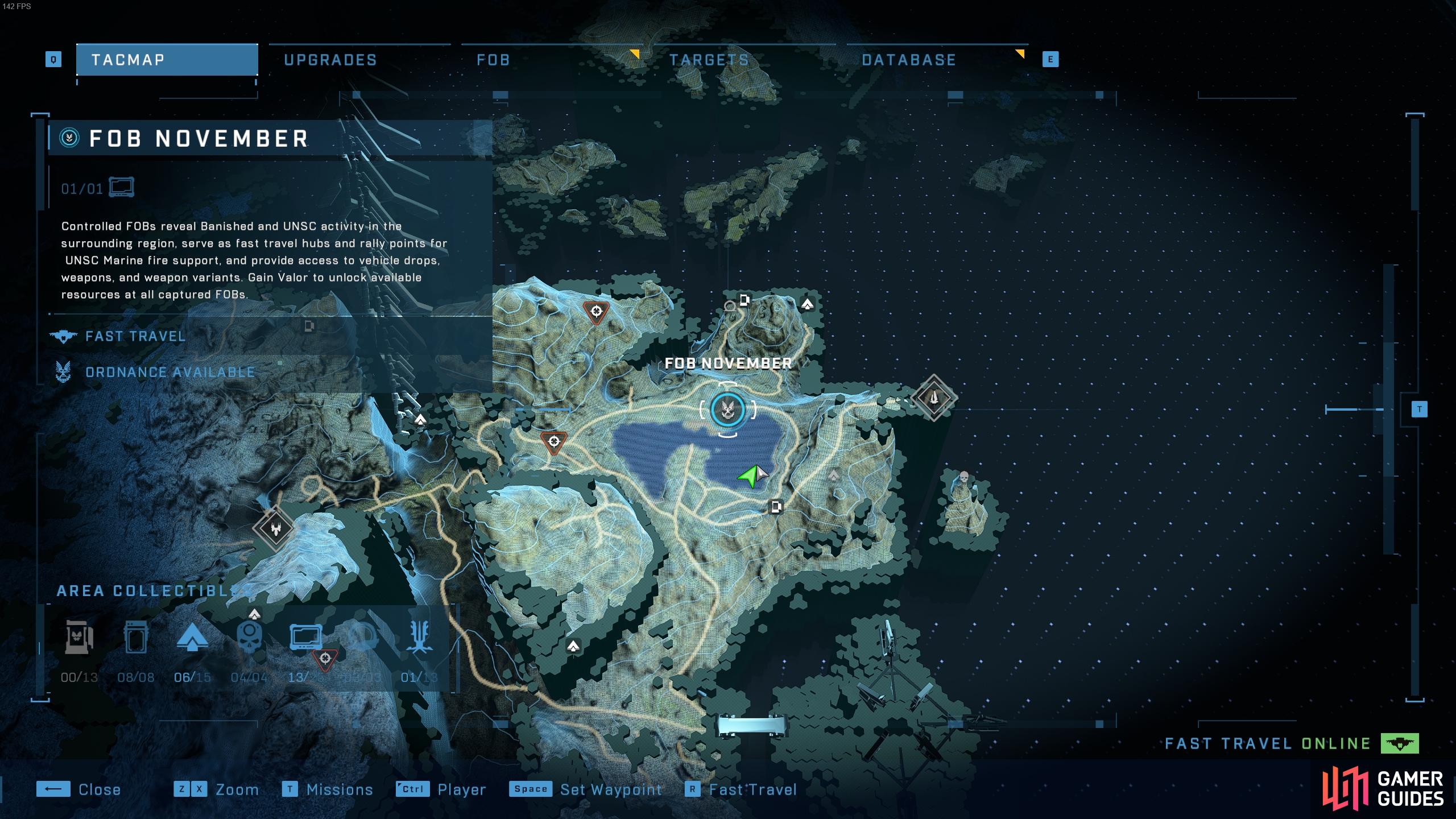 The location of the Encroachment Spartan audio log, in the southeastern part of the map.