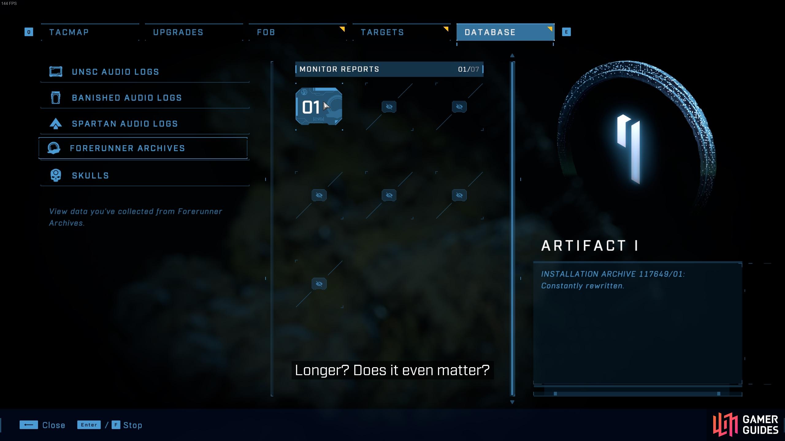 You can view the forerunner archives menu in the database to listen to the audio log.