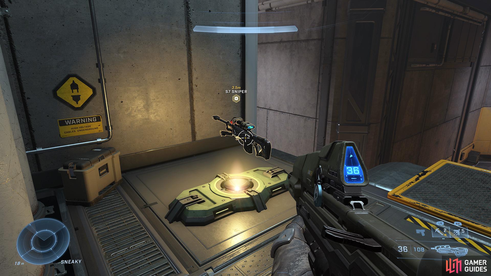 The First Power Weapon can be found in the Sneaky Area of the Launch Tower.