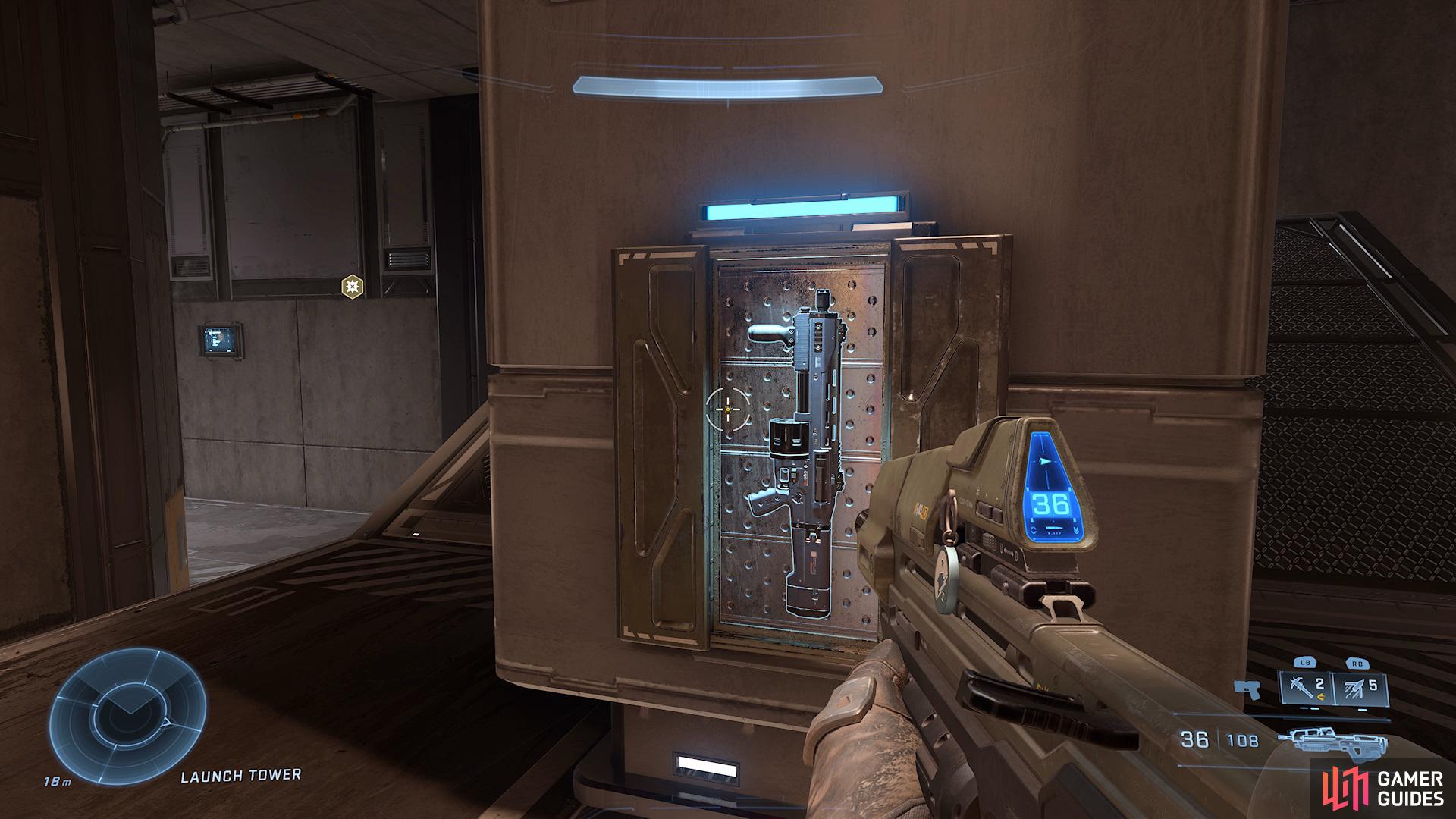 The Shotgun can be found just before the ramp at the Launch Tower. 