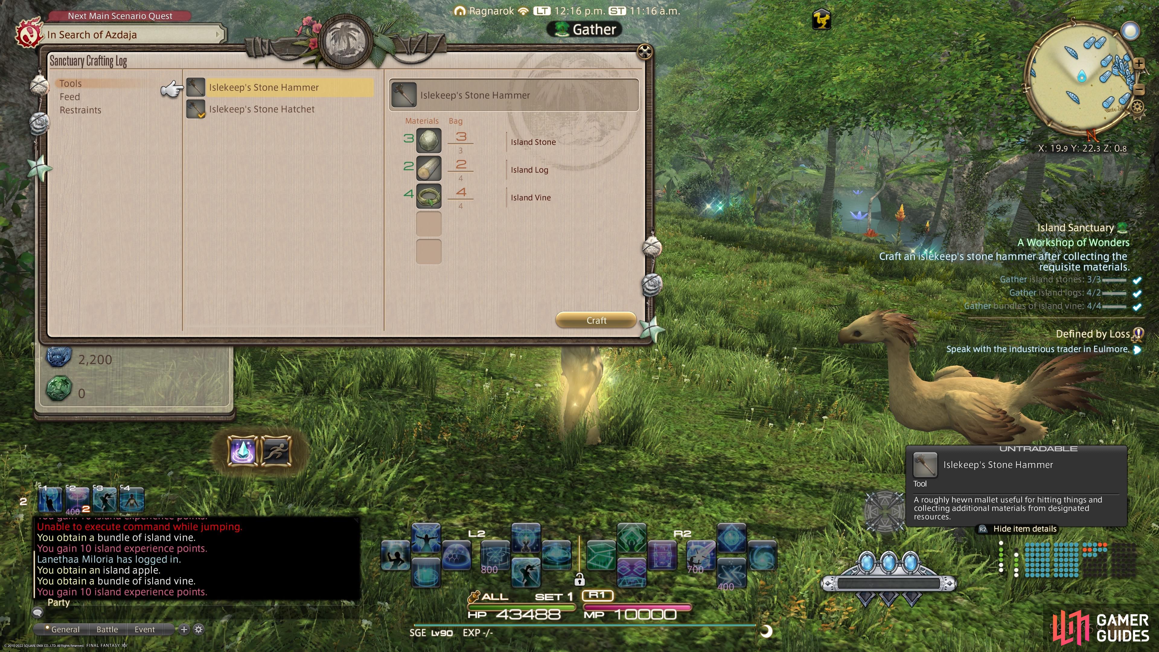then craft the Islekeeps Stone Hammer