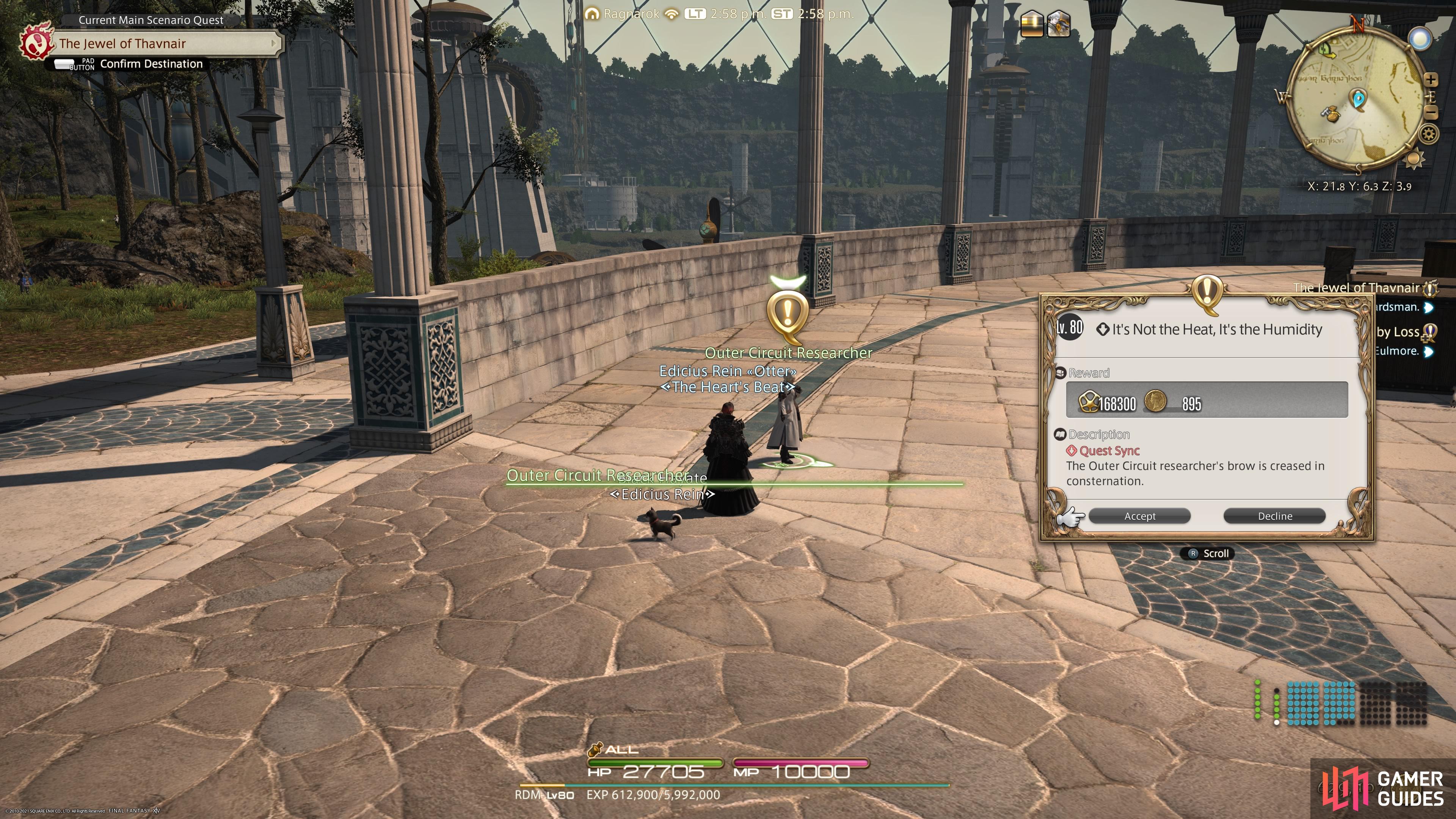 Speak with the  Outer Circuit researcher to begin this sidequest.