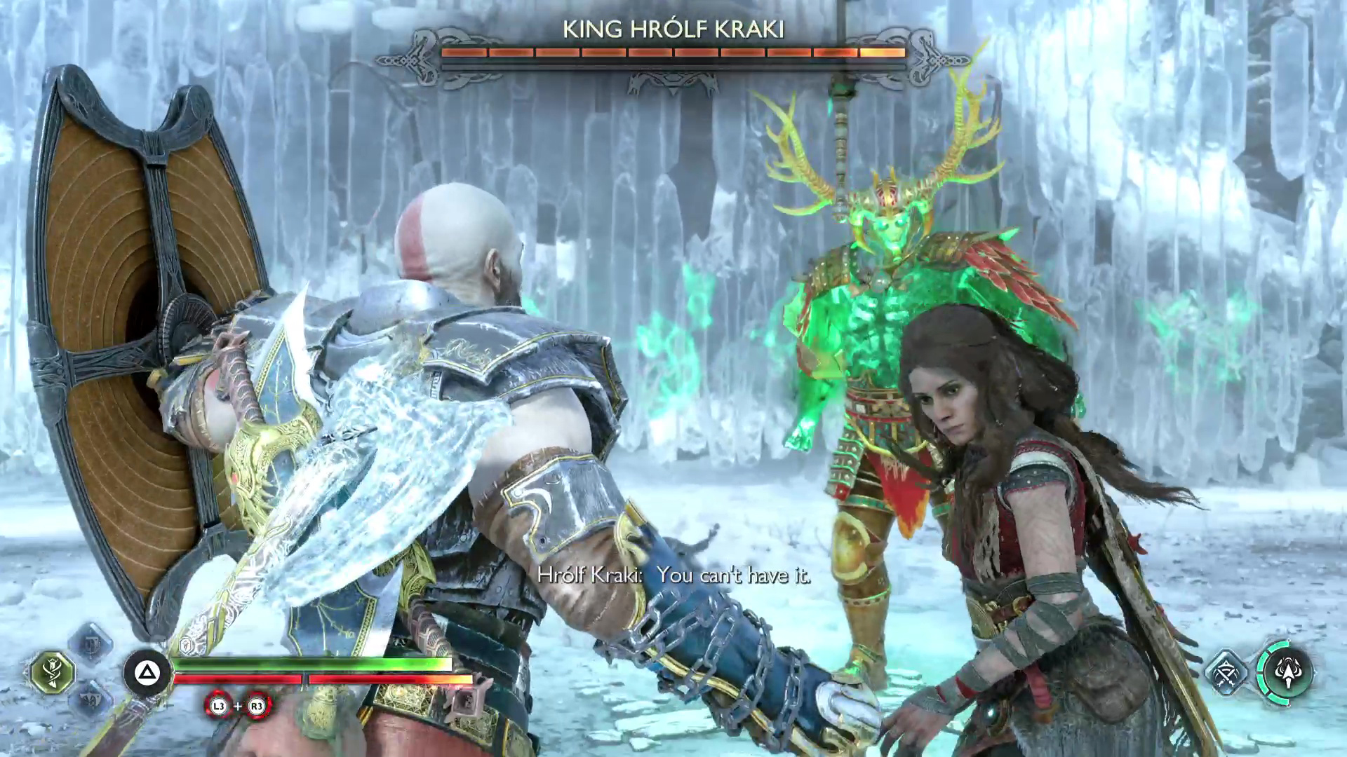 Kratos and Freya face off against the Berserker King, King Hrolf Kraki.