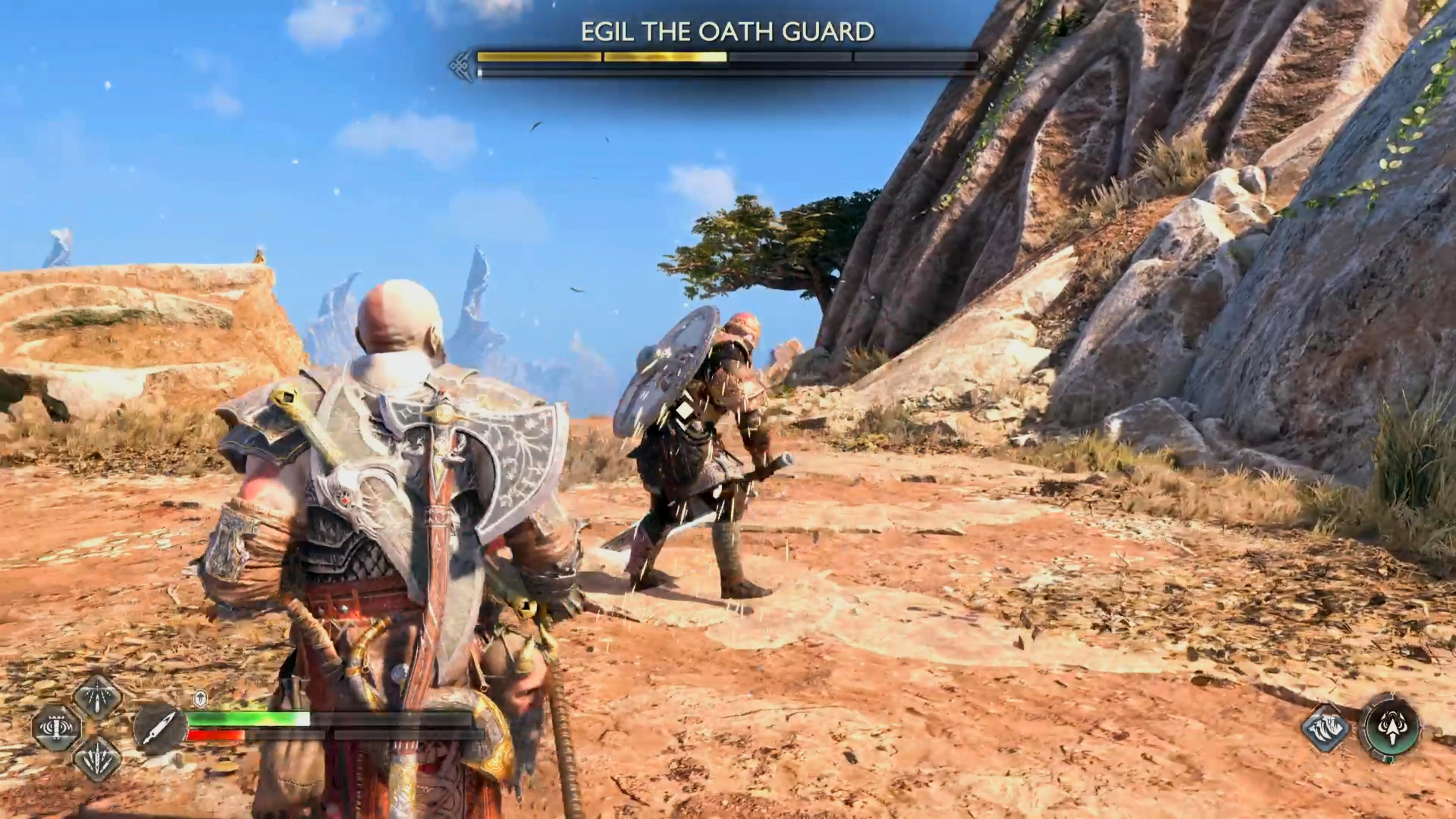 When Egil is approaching you in this stance, he'll counter you. Bait out his attack, and attack him back.