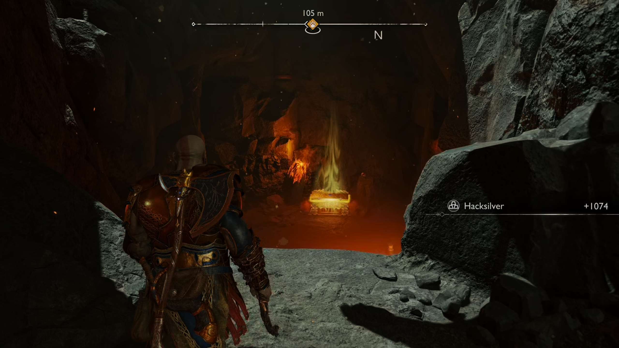 You will find the Legendary Chest in the cave as you look north after jumping down to the southwest from the Mystic Gateway.