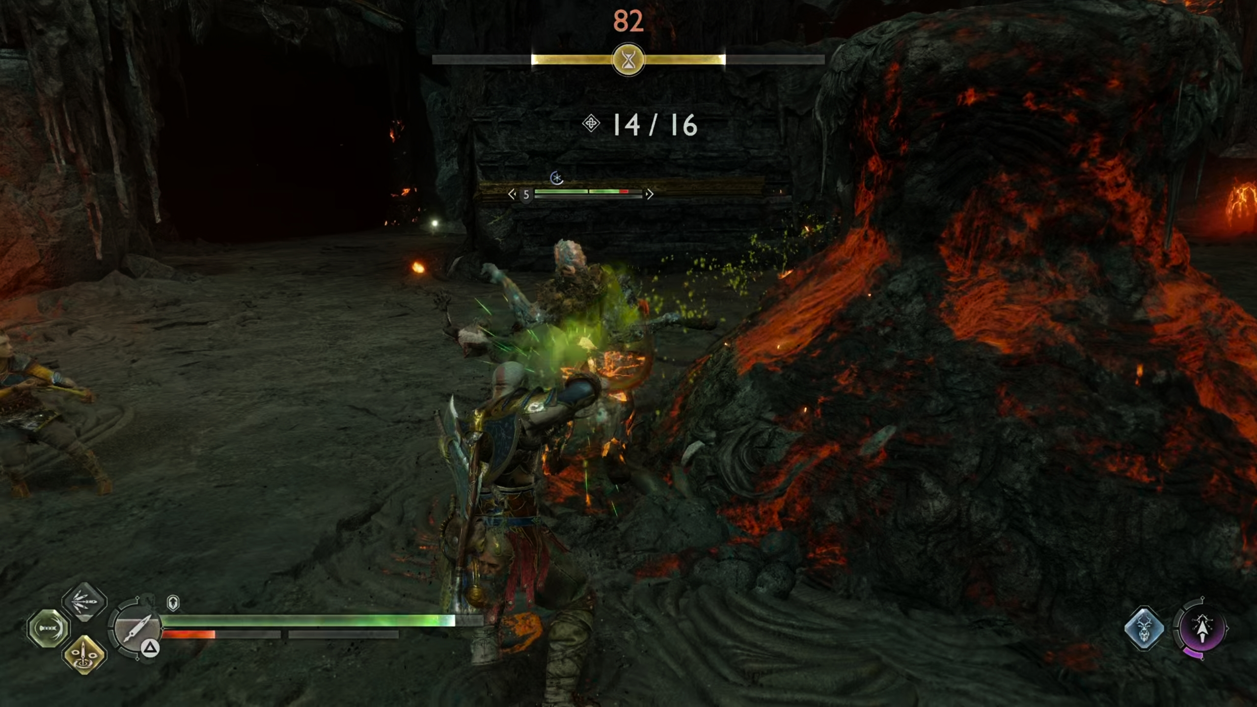 Follow the green spores from the enemy being buffed to find the Nokken.