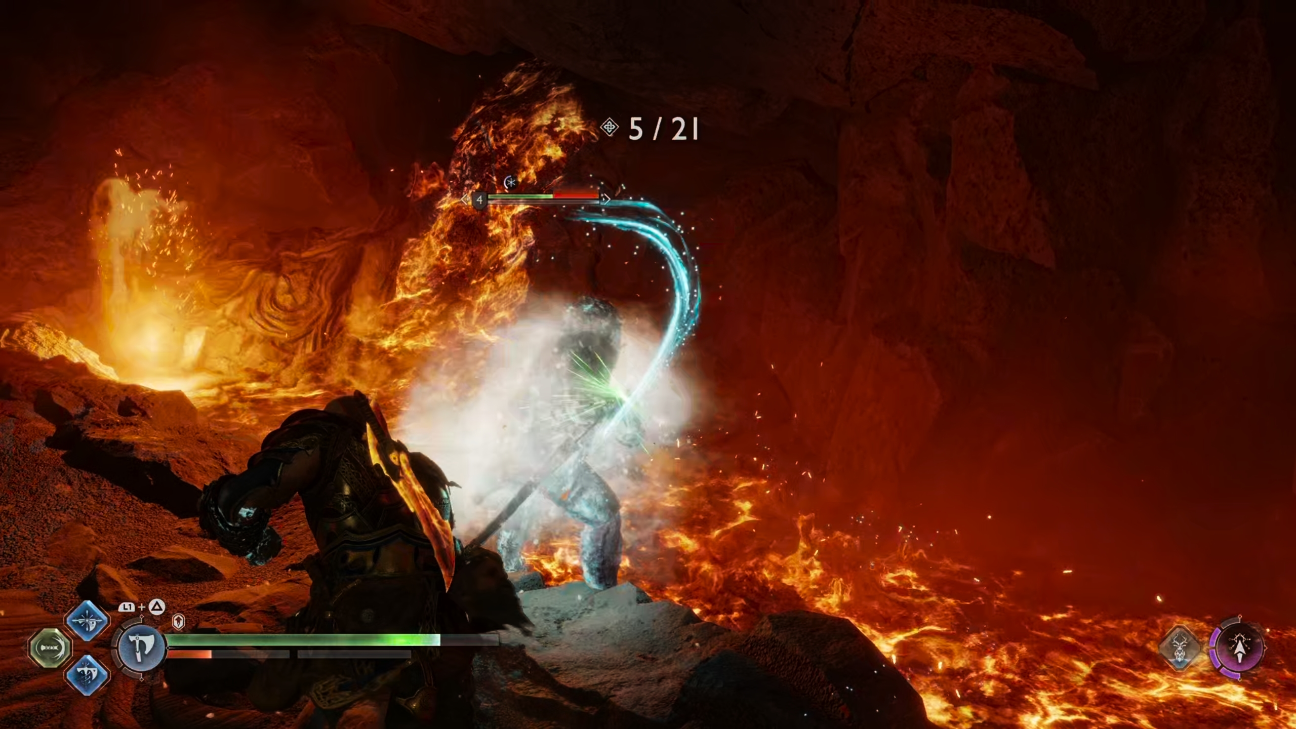 Try to fight  enemies on the edge of lava pits so that they are knocked in with combo hits.