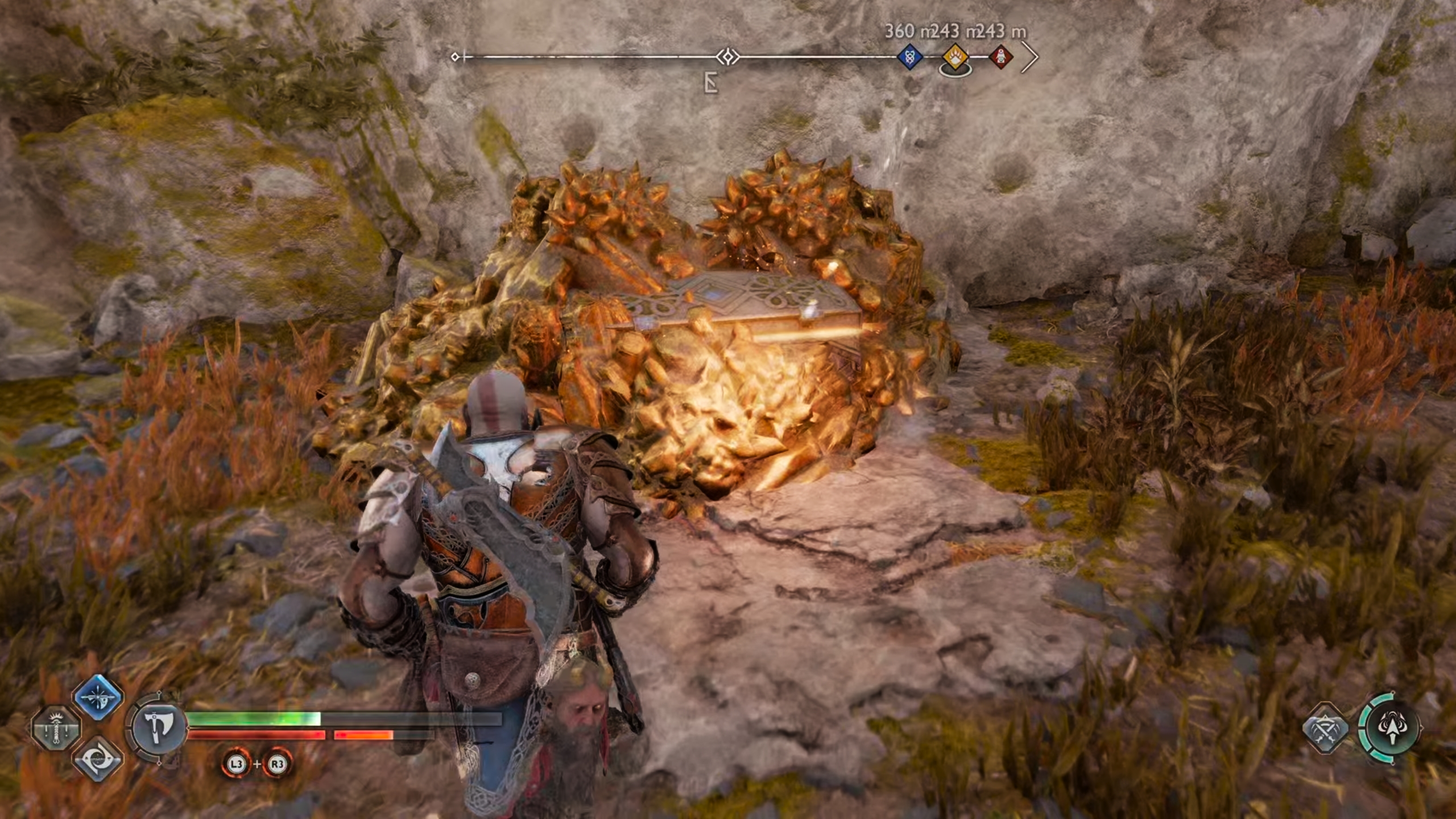 Loot this chest after destroying the gold around it to find the second half of the Muspelheim seed.