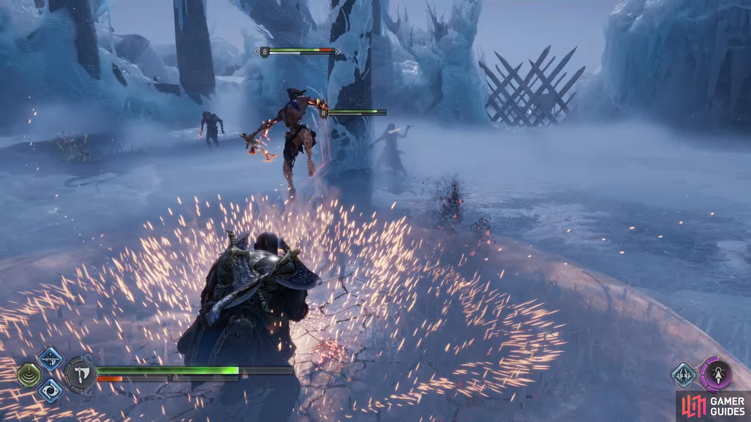 Once your shield is fully charged, you can execute a massive Shield Slam to knock multiple enemies back.