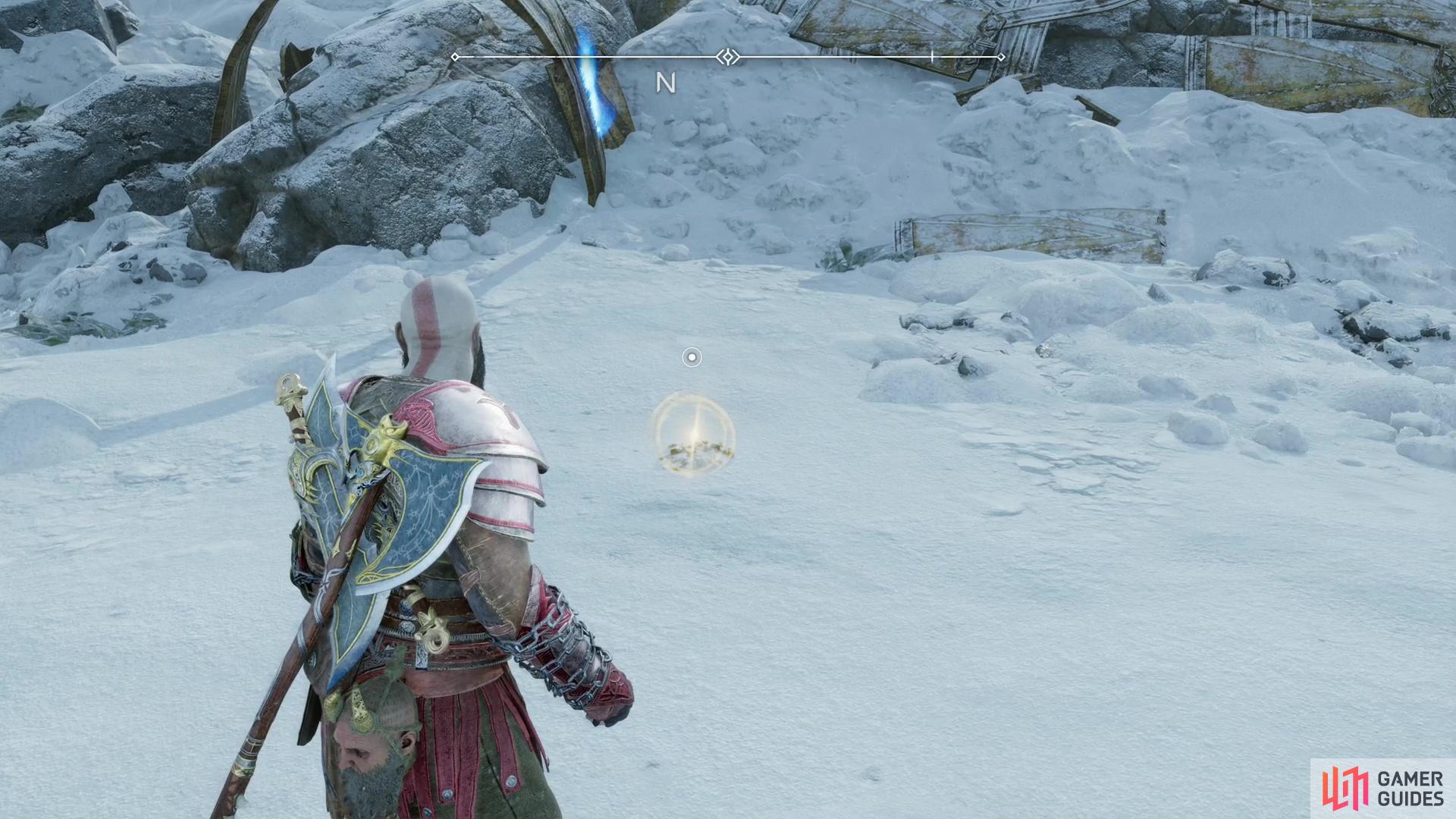 You can also find the Gauntlets of Guiding Light buried in the snow nearby.