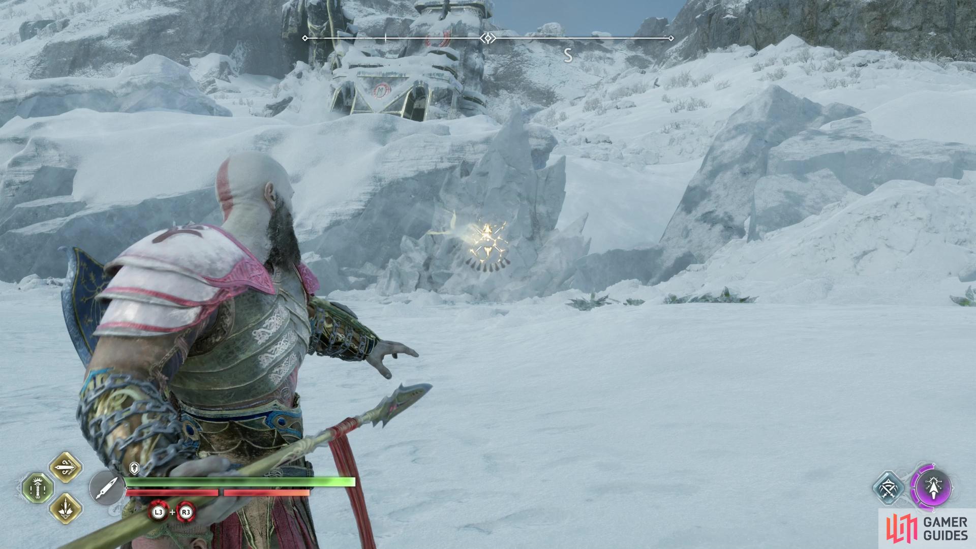 Use the Draupnir Spear to clear another hunk of ice,