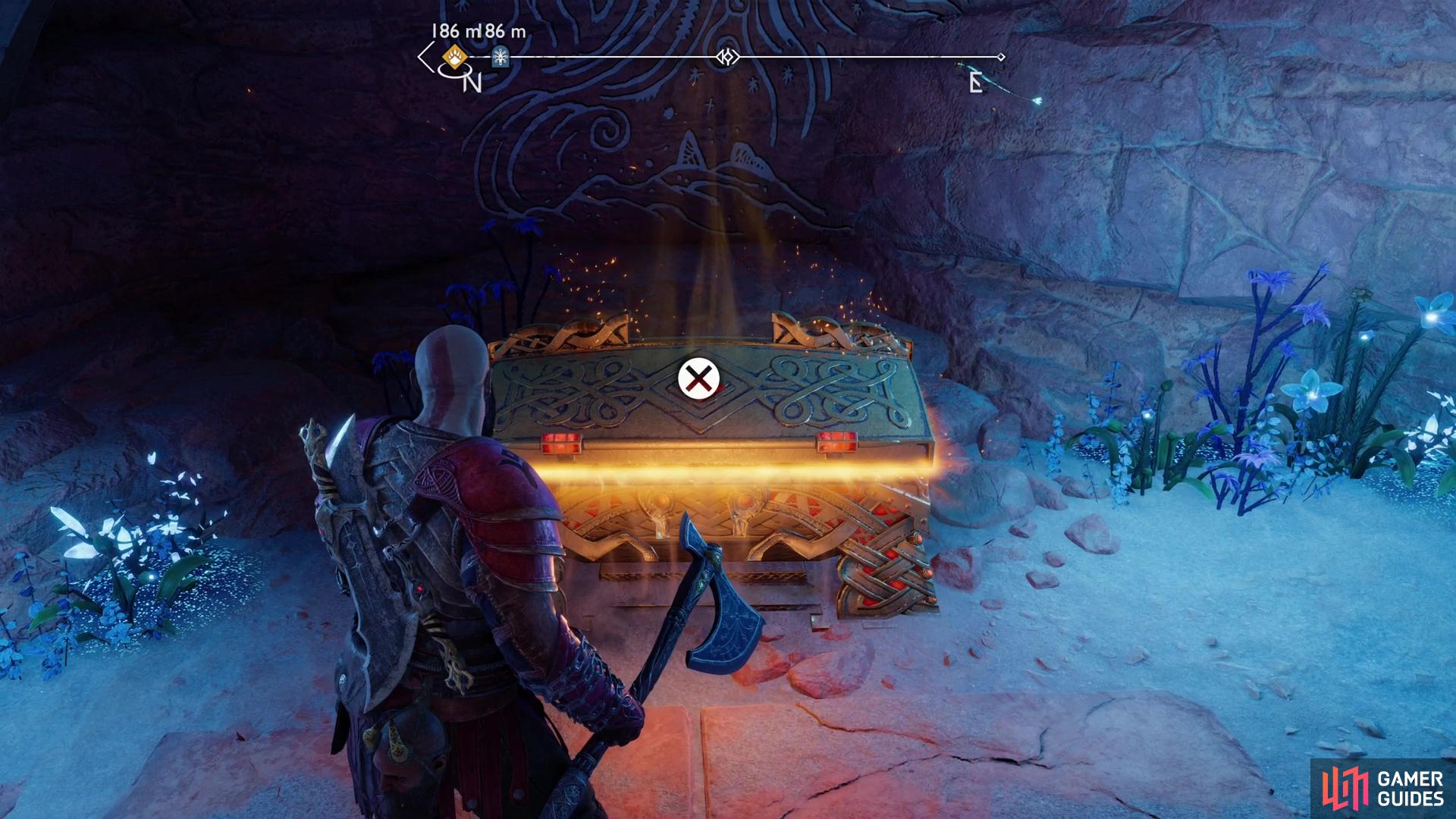then climb to reach a Legendary Chest containing Hel's Touch, a Light Runic Attack for the Leviathan Axe.