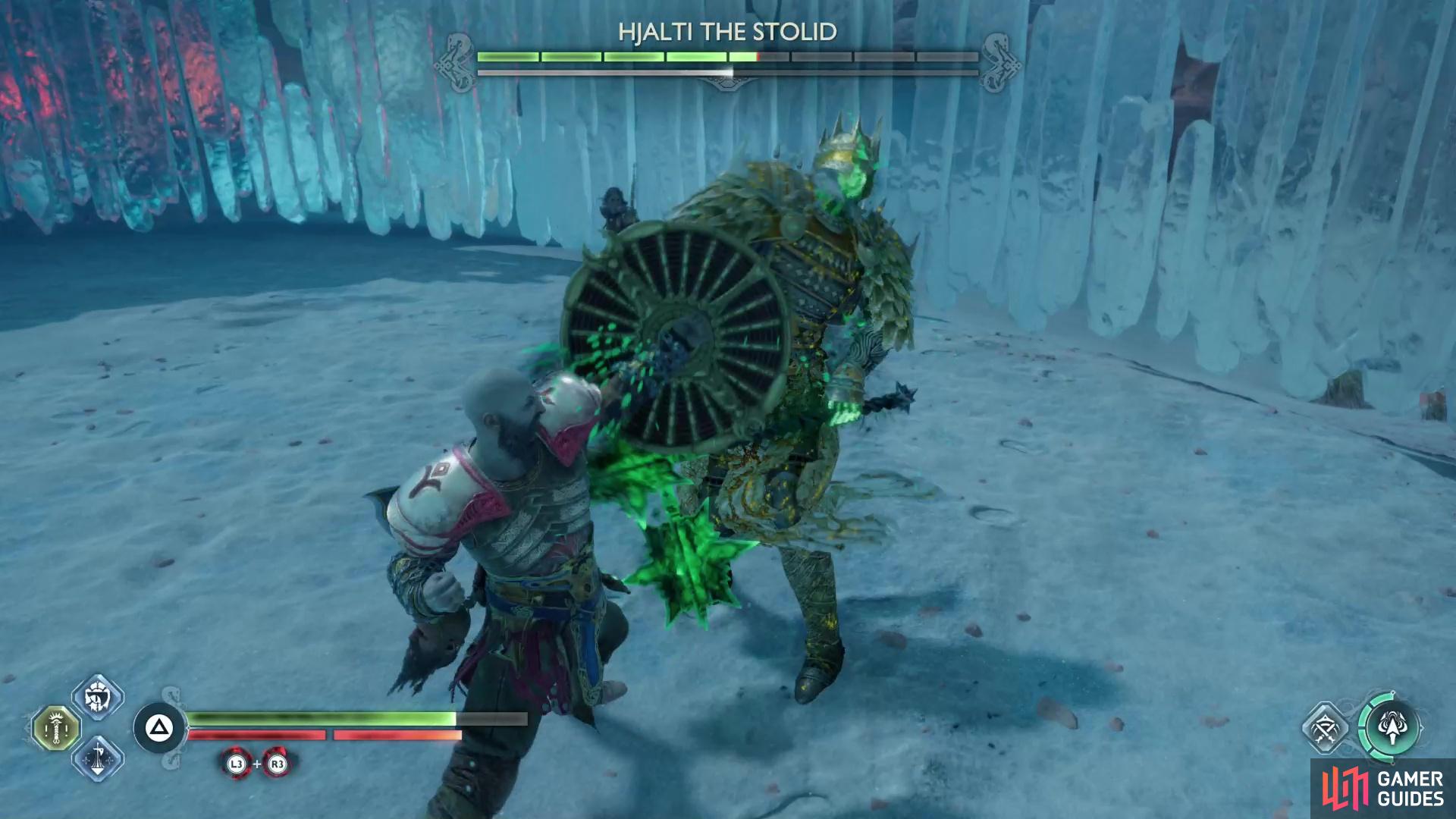 Be prepared to dodge or shield bash when this Berserker jumps away, and parry and punish whenever he comes in close.