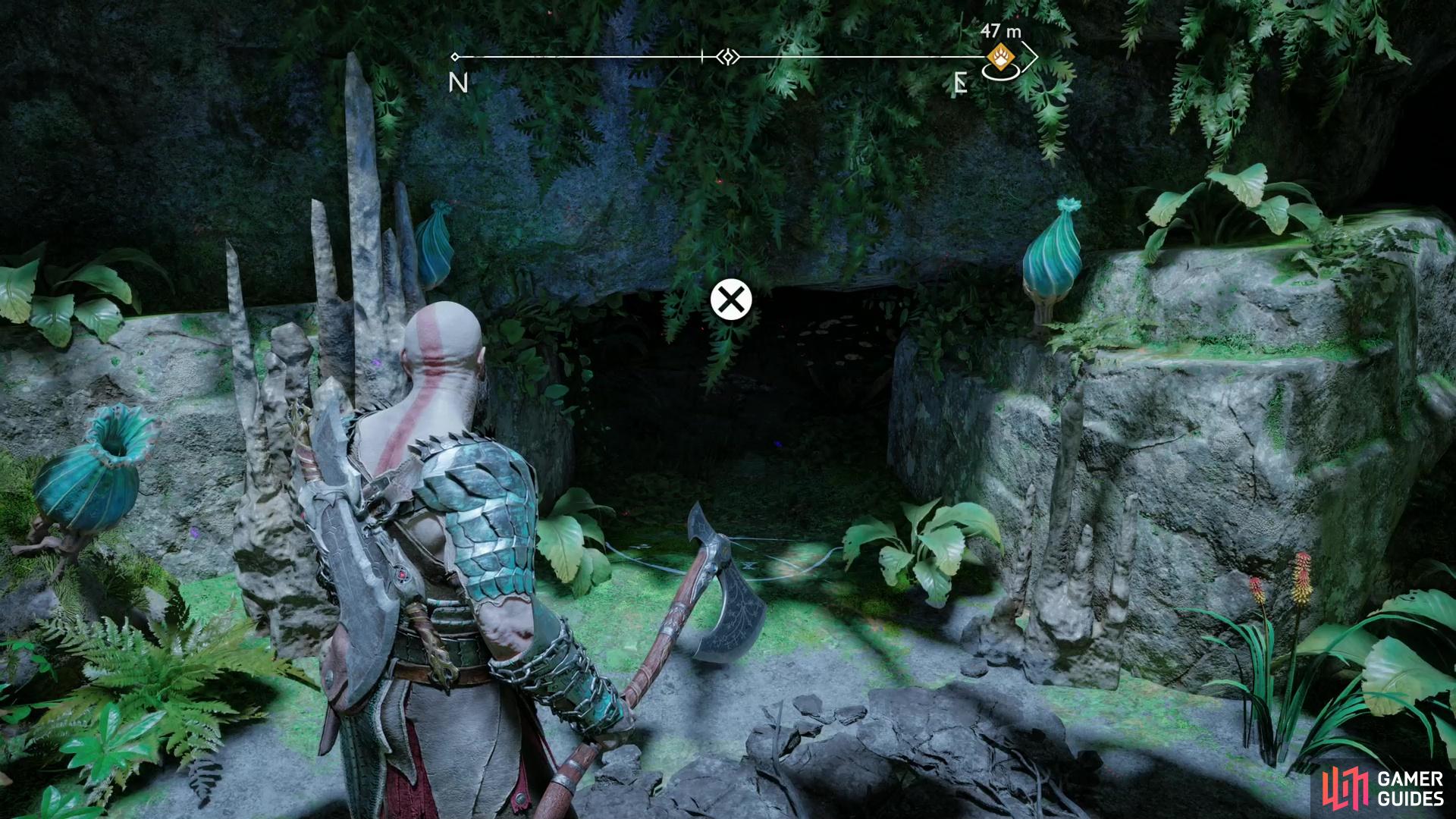 After clearing the Draugr Hole, search behind the hole to find a passage.