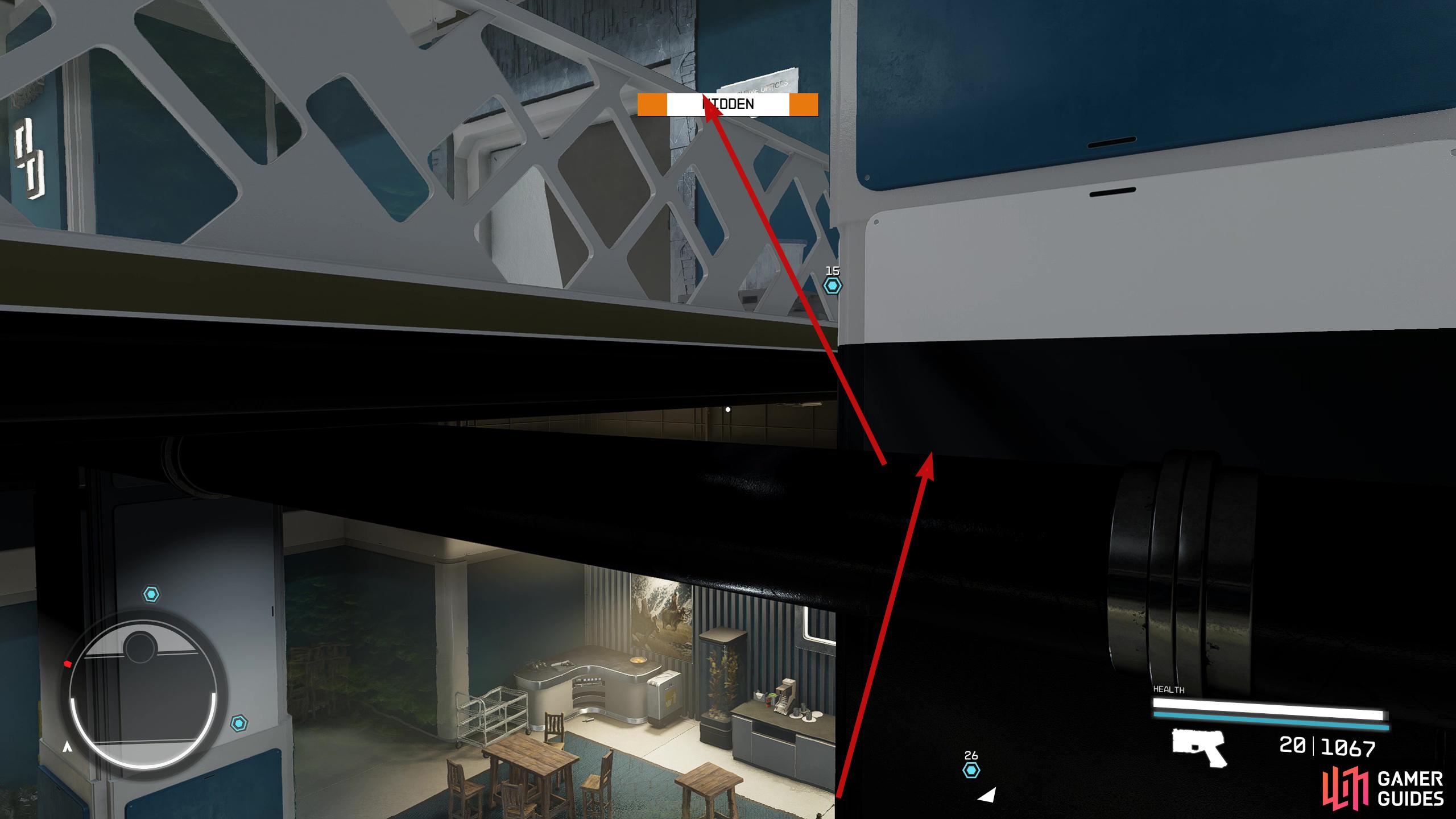 Jump onto the pipes, over the railing, and pick Lucas’ door.