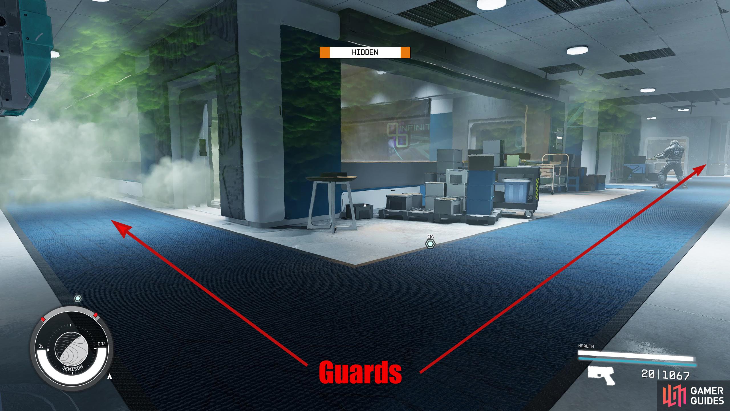 There are two guards who patrol this route (when they’re not buggy).