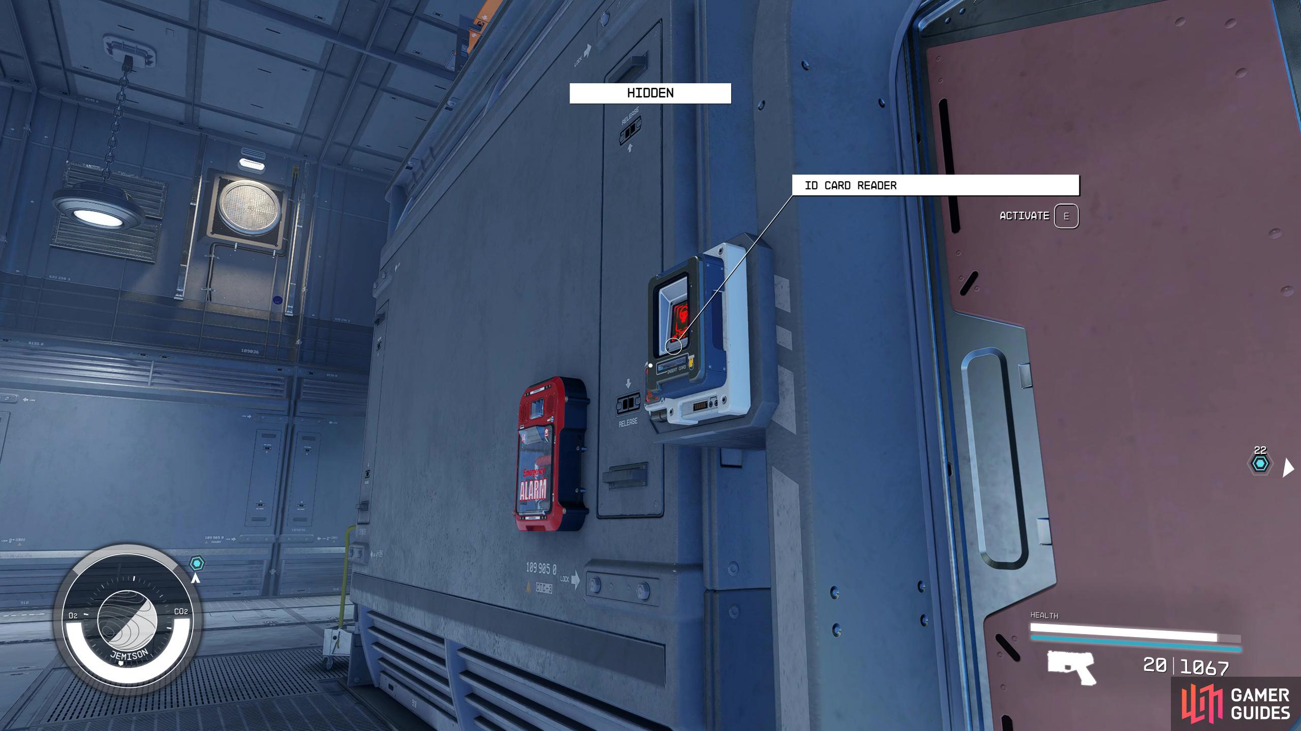 Interact with the ID checker to open the door to the Neuropump.