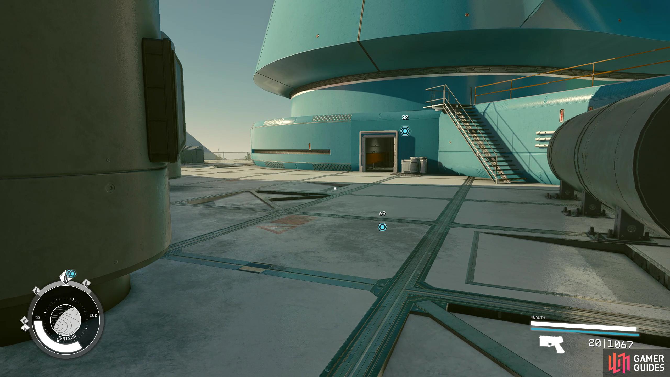When you reach the roof, walk to the opposite side to enter the building.