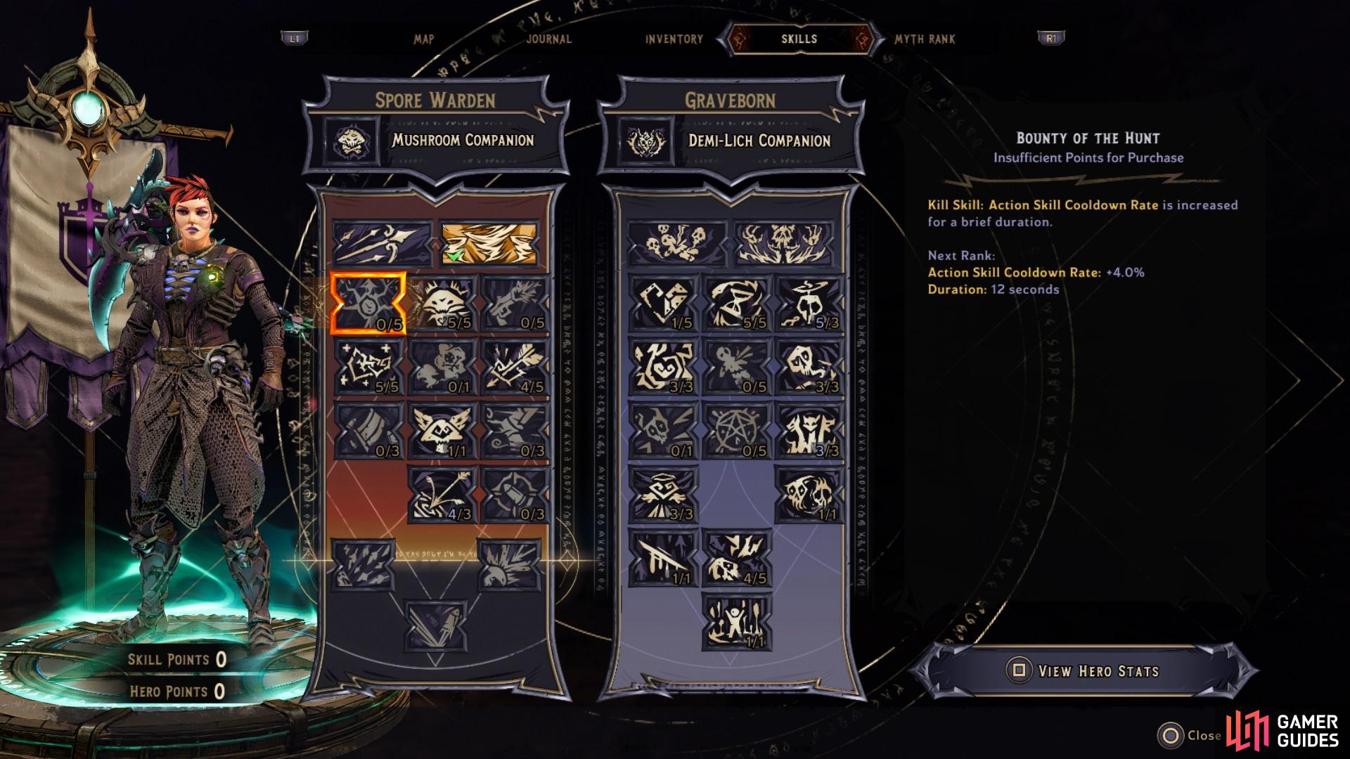 The skill trees for this build