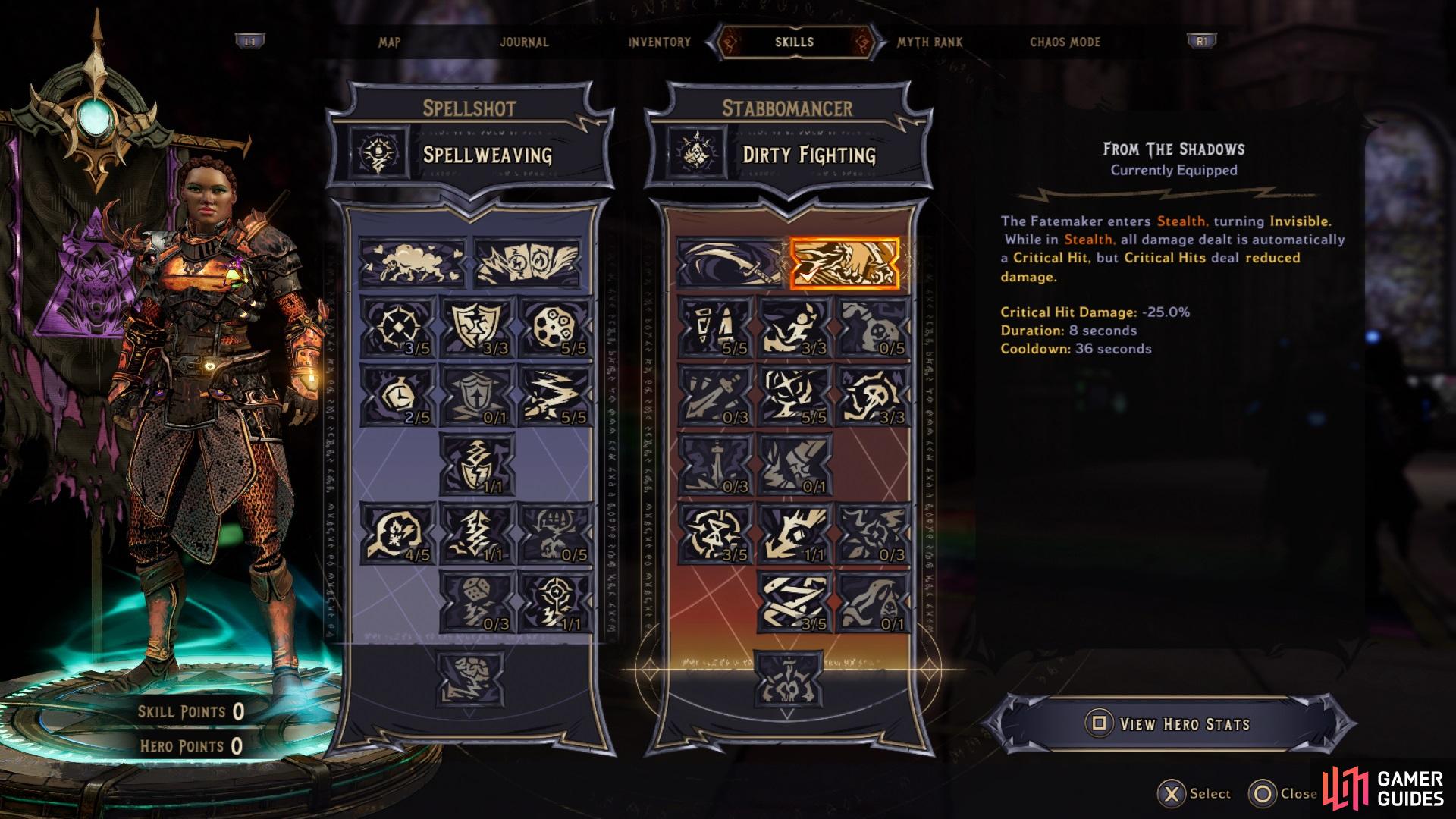 The Skill Trees for this build