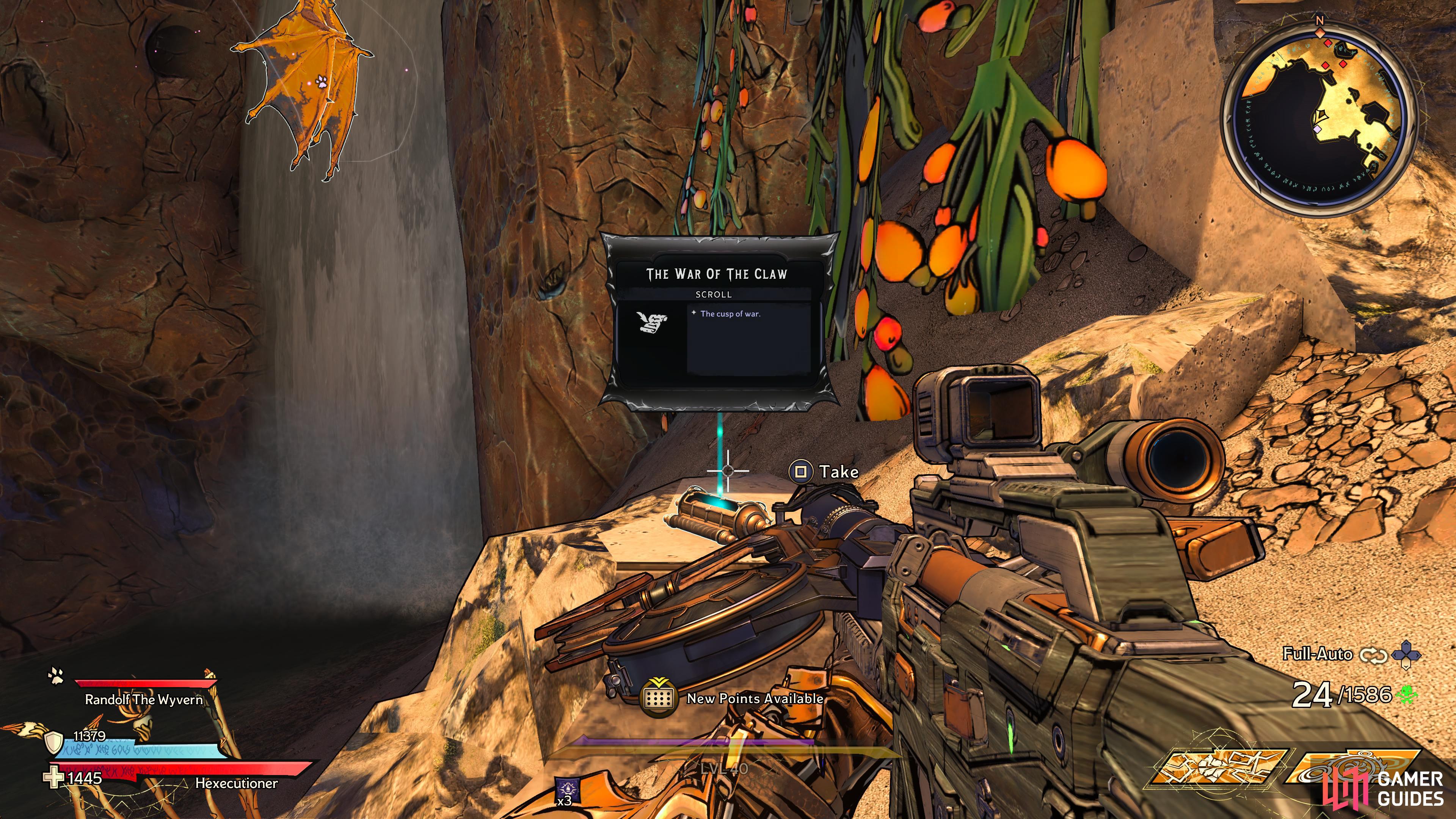 to find  The War Of The Claw Scroll sitting next to a waterfall. 