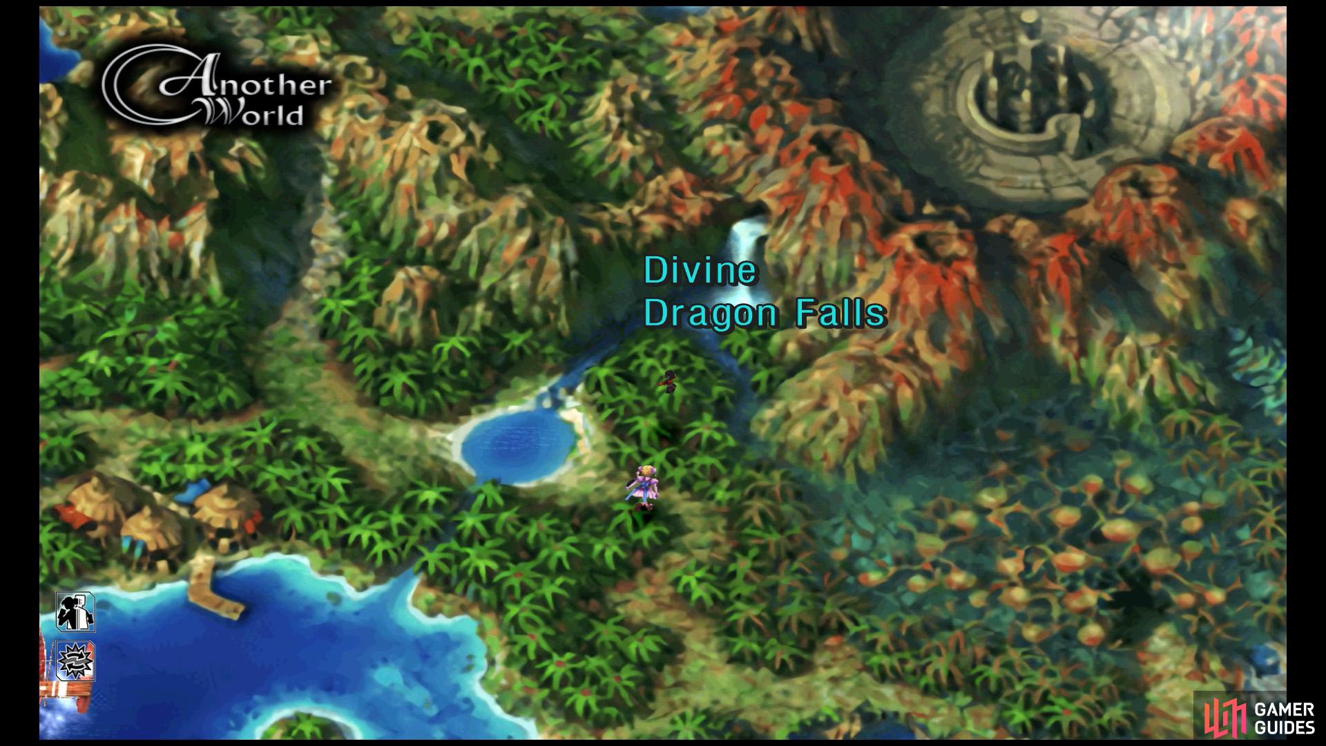 It's easy to miss, but here's the location of Divine Dragon Falls.