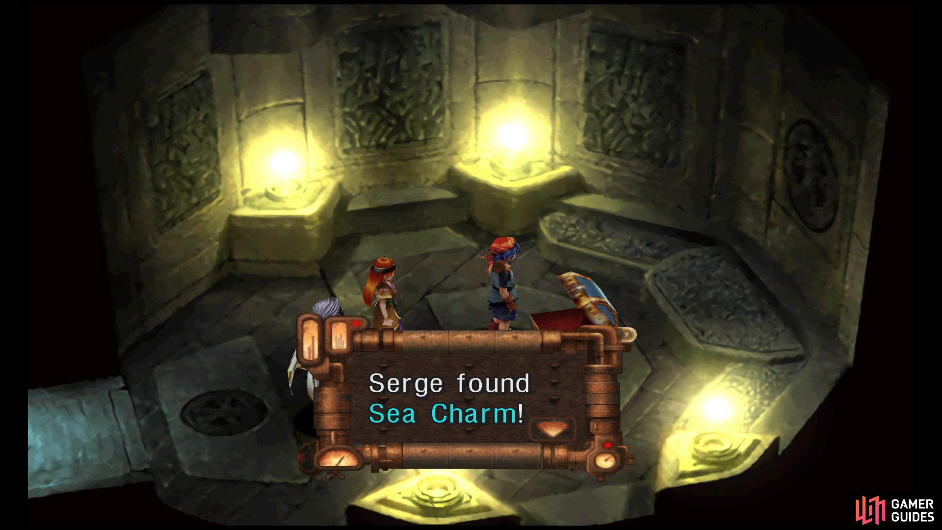 Meanwhile, the opposite doorway leads to a Sea Charm.